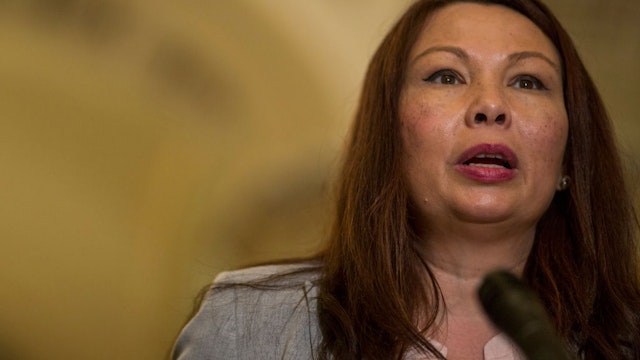Sen. Tammy Duckworth (D-IL) speaks during a weekly news conference on Capitol Hill on August 21, 2018 in Washington, DC.