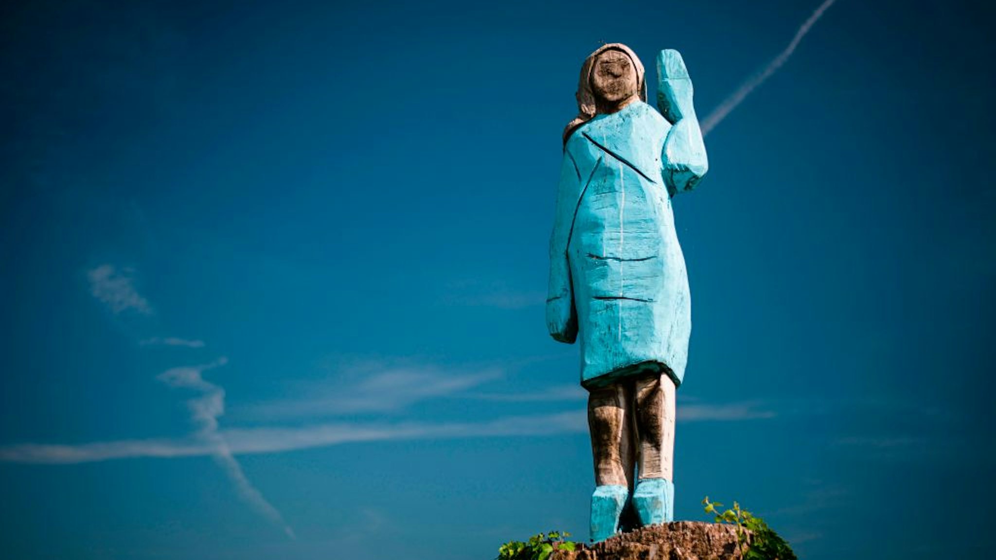 A picture taken on July 5, 2019 shows what conceptual artist Ales 'Maxi' Zupevc claims is the first ever monument of Melania Trump, set in the fields near town of Sevnica, US First Ladys hometown.
