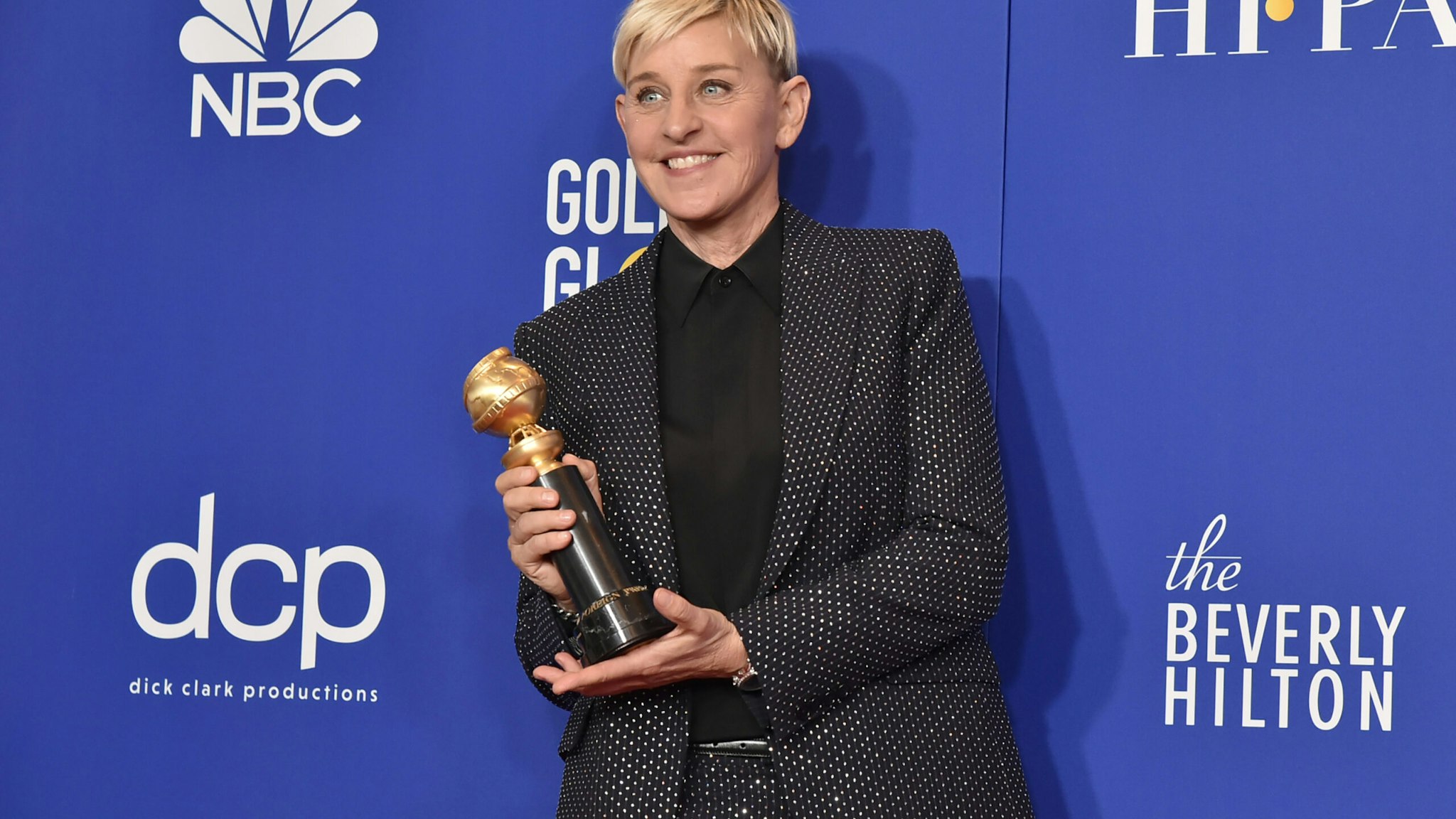 Ellen DeGeneres attends The 77th Golden Globes Awards - Press Room at The Beverly Hilton Hotel on January 05, 2020 in Beverly Hills, California.