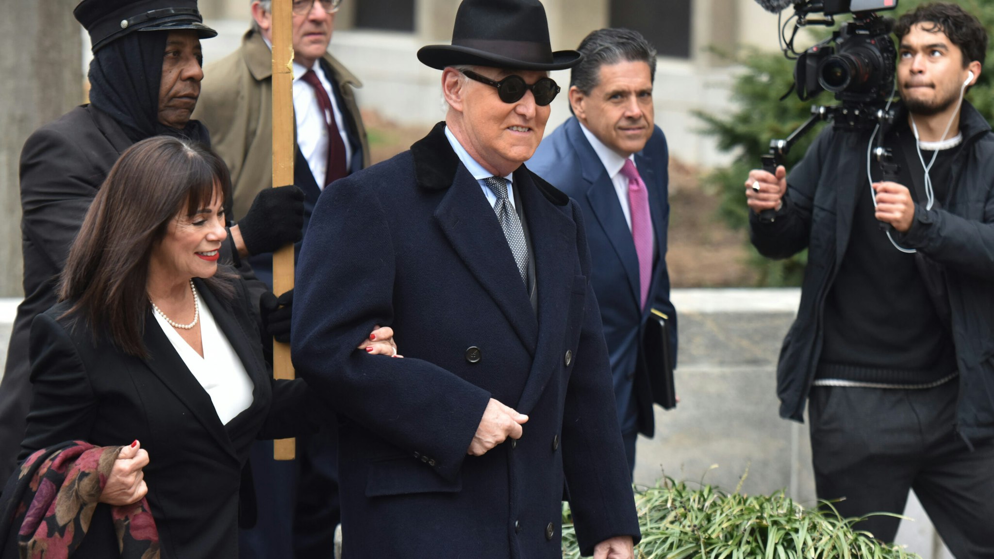 WASHINGTON , DC FEBRUARY 20: Roger Stone arrives for his sentencing at the E. Barrett Prettyman Courthouse in Washington, DC on February, 20, 2020. Roger Stone, President Trumps longtime friend and political confidant faces prison for witness tampering and lying to Congress (Photo by Marvin Joseph/The Washington Post via Getty Images)