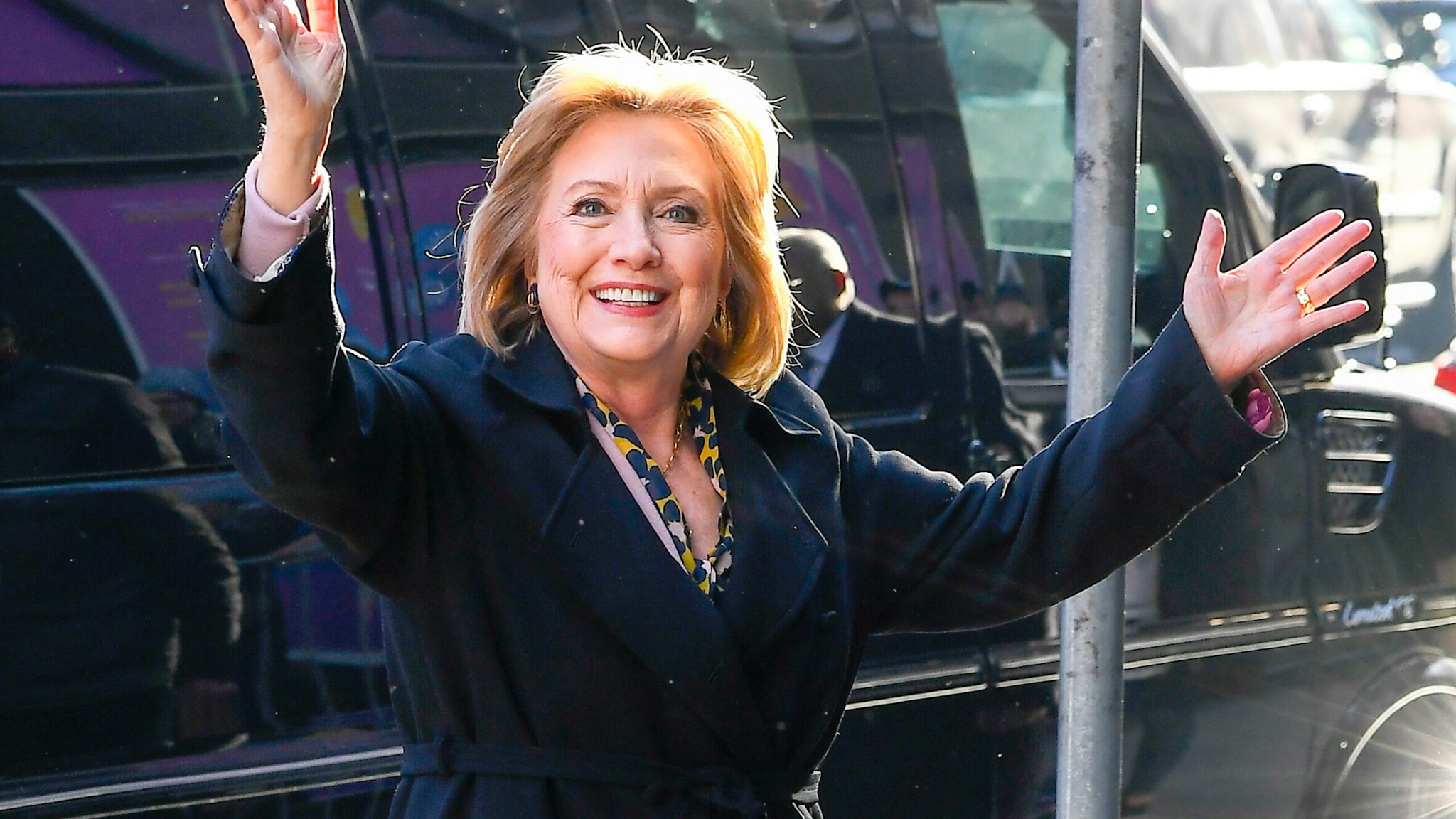 NEW YORK, NY - MARCH 03: Hillary Clinton is seen outside good morning america on March 3, 2020 in New York City. (Photo by Raymond Hall/GC Images)