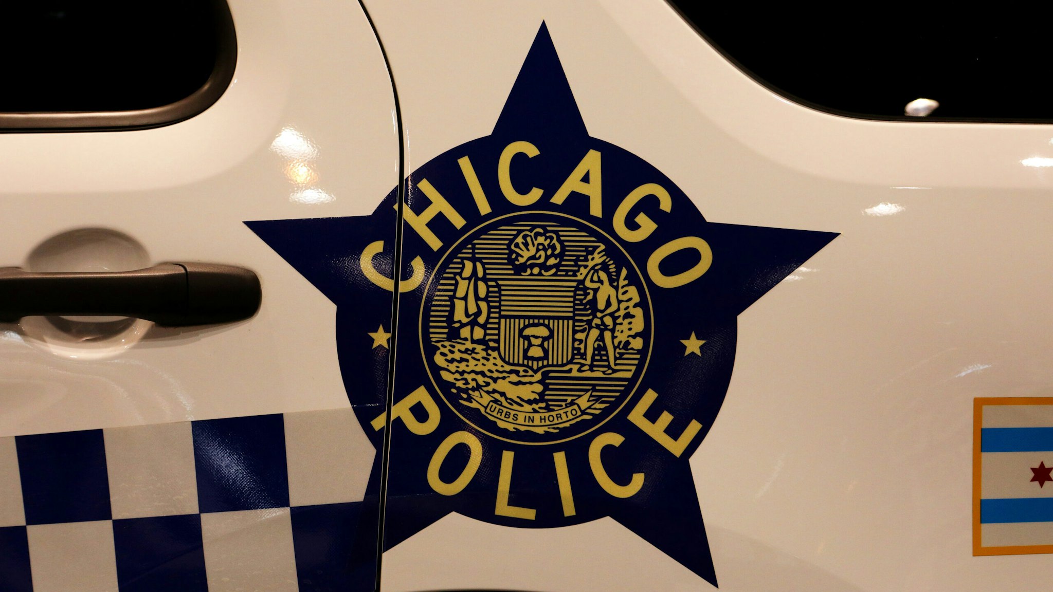 HICAGO - FEBRUARY 06: A Chicago Police decal on a Chicago Police vehicle is on display at the 112th Annual Chicago Auto Show at McCormick Place in Chicago, Illinois on February 6, 2020. (Photo By Raymond Boyd/Getty Images)"n