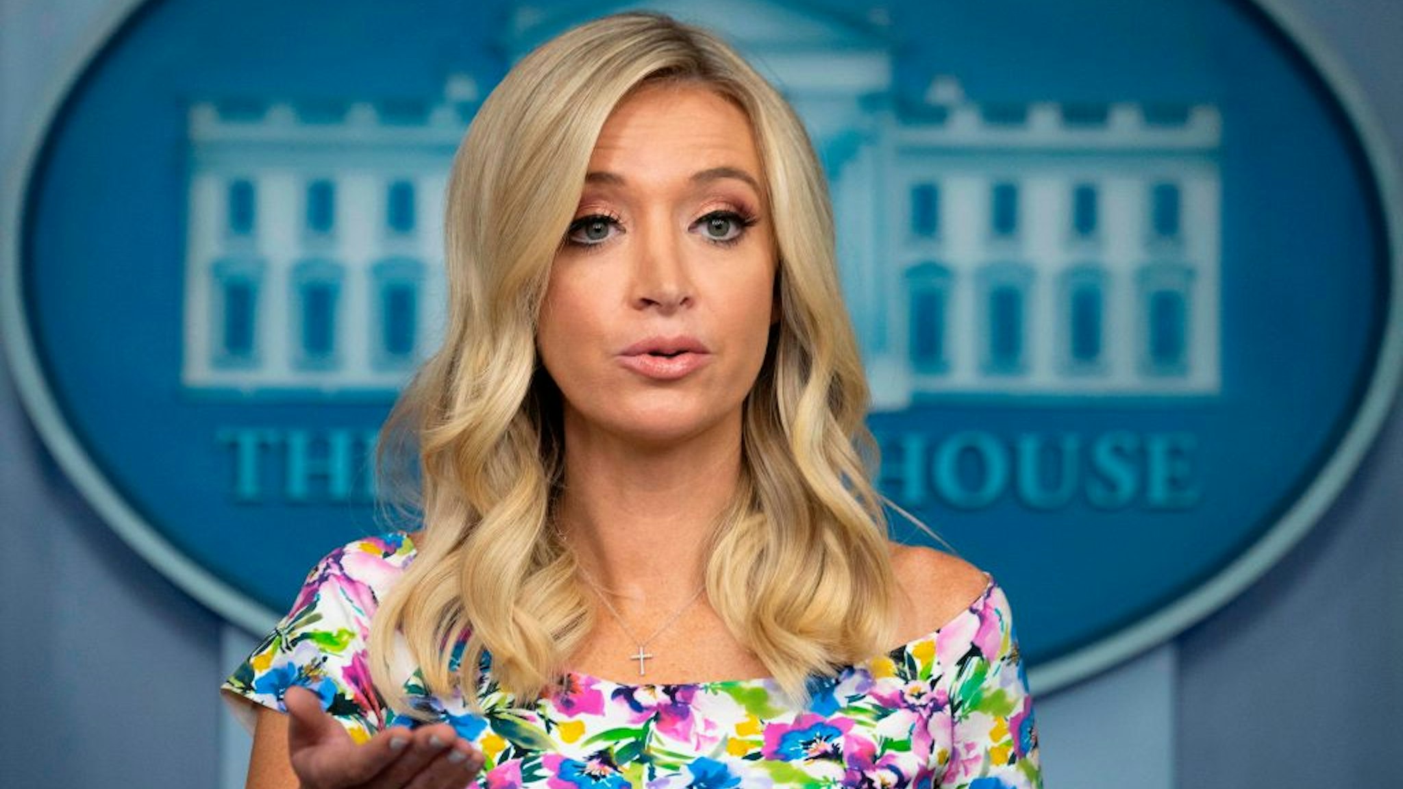 White House Press Secretary Kayleigh McEnany speaks during the press briefing at the White House in Washington, DC, on July 1, 2020.