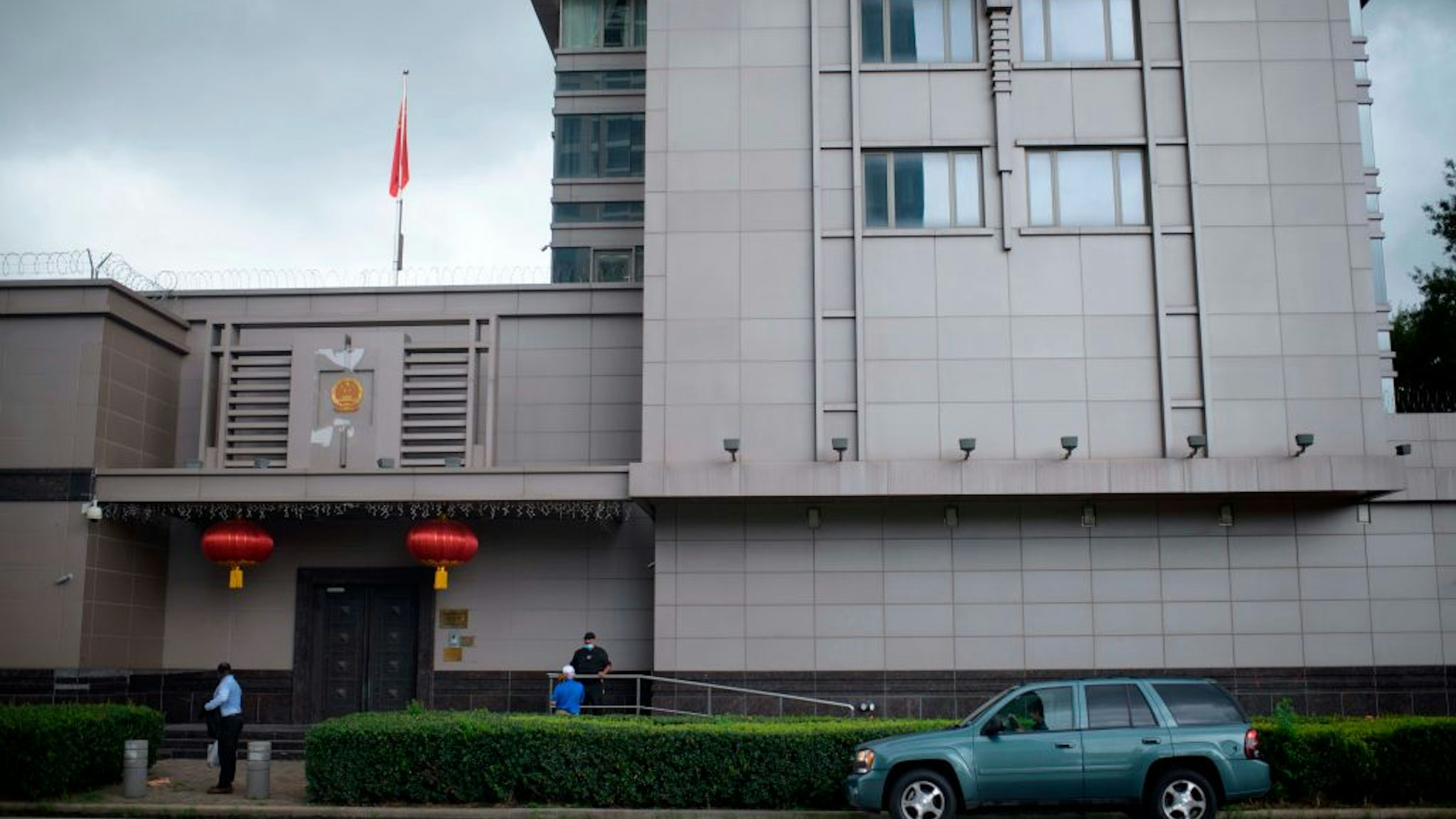 The Chinese flag flies outside of the Chinese consulate in Houston after the US State Department ordered China to close the consulate in Houston, Texas, July 22, 2020