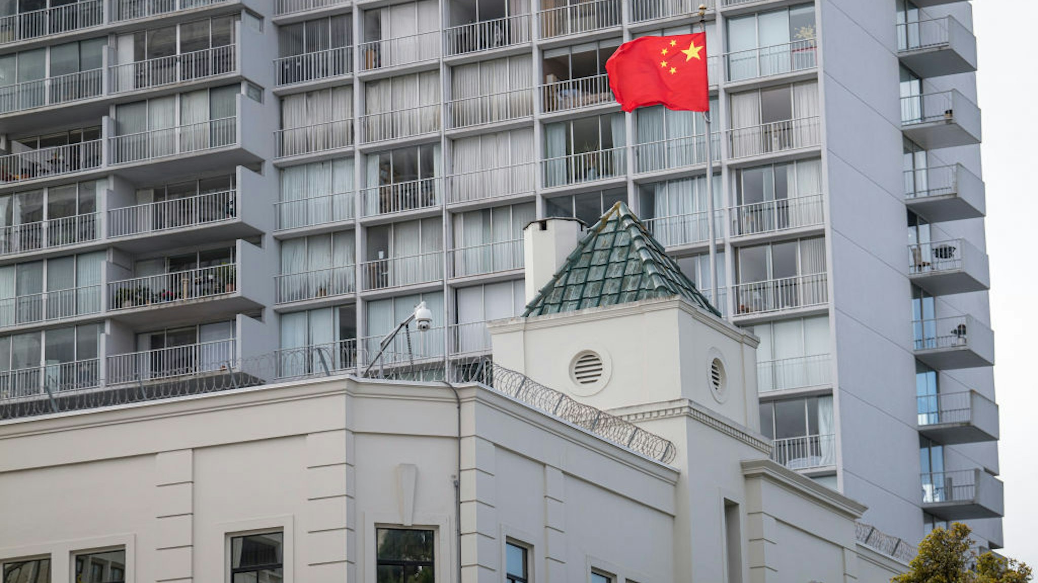 A Chinese flag flies outside the China Consulate General building in San Francisco, California, U.S., on Thursday, July 23, 2020.