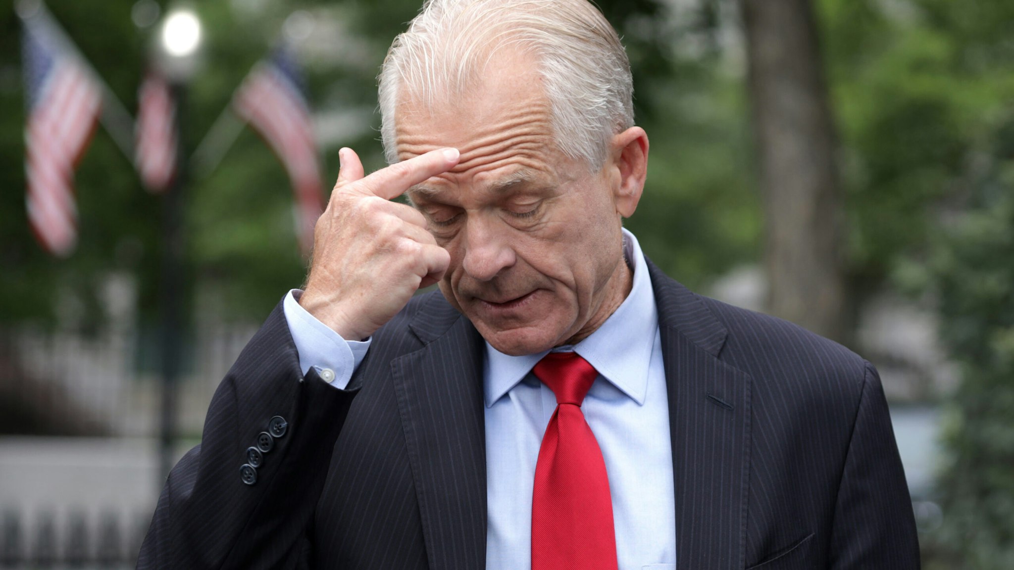WASHINGTON, DC - JUNE 18: Director of Trade and Manufacturing Policy Peter Navarro speaks to members of the press outside the West Wing of the White House June 18, 2020 in Washington, DC. Navarro spoke on former National Security Adviser John Bolton’s new book “The Room Where It Happened.” (Photo by Alex Wong/Getty Images)