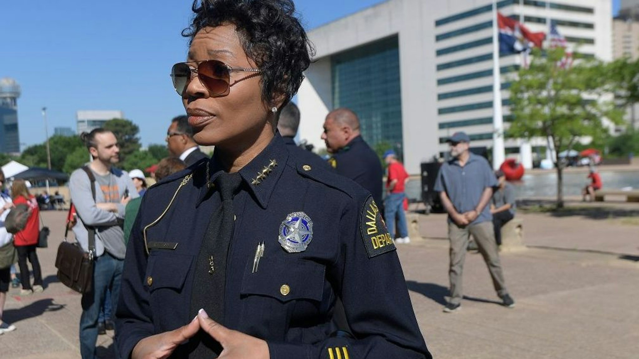 Dallas Police Chief Renee Hall was on hand at the Rally4Reform to push for gun reform, at City Hall in Dallas on Saturday, May 5, 2018.