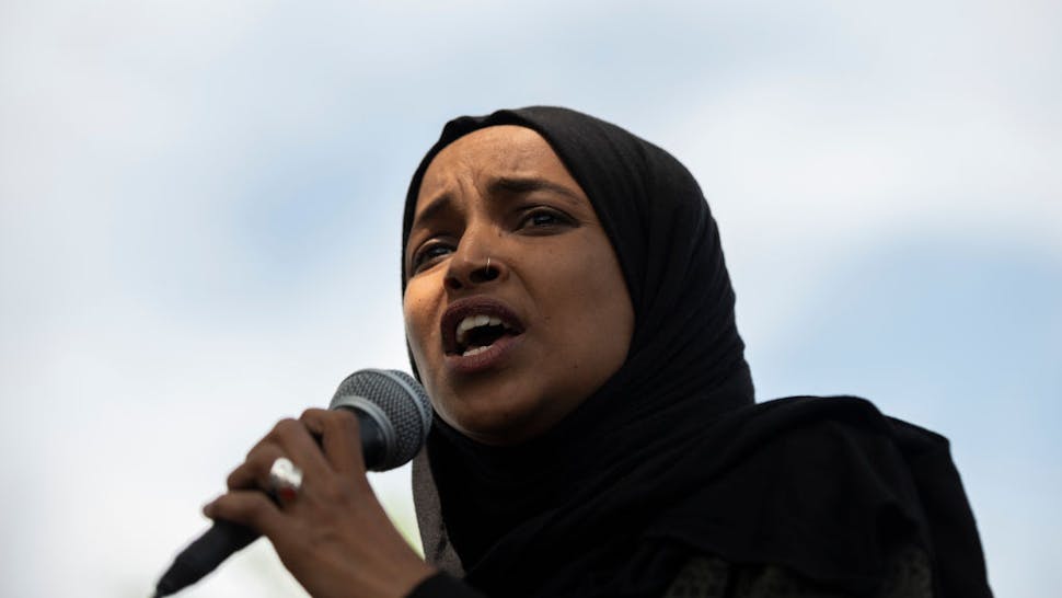 Ilhan Omar MINNEAPOLIS, MN - JUNE 6: Rep. Ilhan Omar (D-MN) speaks to a crowd gathered for a march to defund the Minneapolis Police Department on June 6, 2020 in Minneapolis, Minnesota. The march commemorated the life of George Floyd who was killed by members of the MPD on May 25. (Photo by Stephen Maturen/Getty Images)