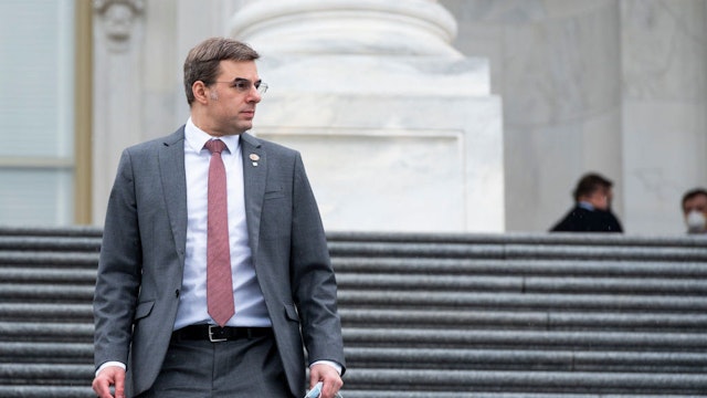UNITED STATES - APRIL 23: Rep. Justin Amash, I-Mich., walks down the House steps of the U.S. Capitol during the House vote on the $483.4 billion economic relief package on Thursday, April 23, 2020.(Photo By Bill Clark/CQ-Roll Call, Inc via Getty Images)