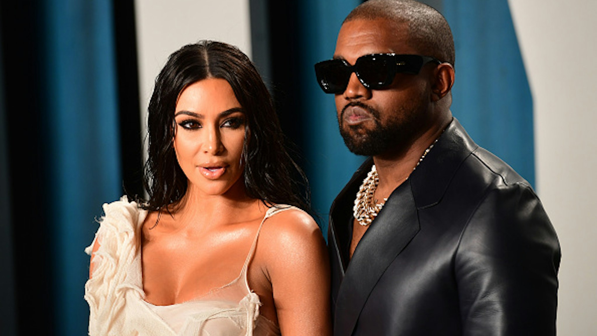 Kim Kardashian and Kanye West attending the Vanity Fair Oscar Party held at the Wallis Annenberg Center for the Performing Arts in Beverly Hills, Los Angeles, California, USA.