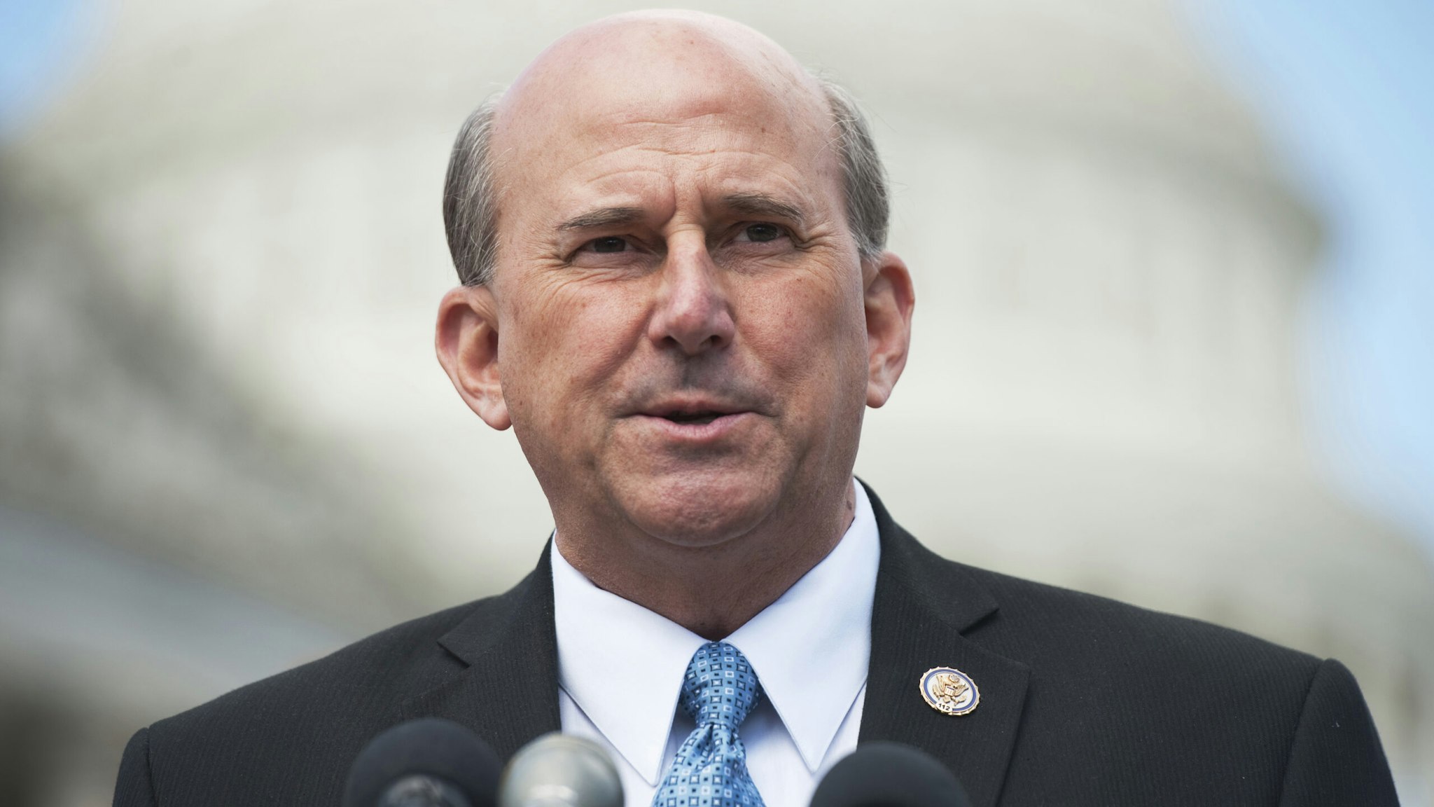 UNITED STATES - MARCH 29: Rep. Louie Gohmert, R-Texas, speaks at a news conference at the house triangle with other members of the House Natural Resources Committee on energy provisions in the House Republican budget.