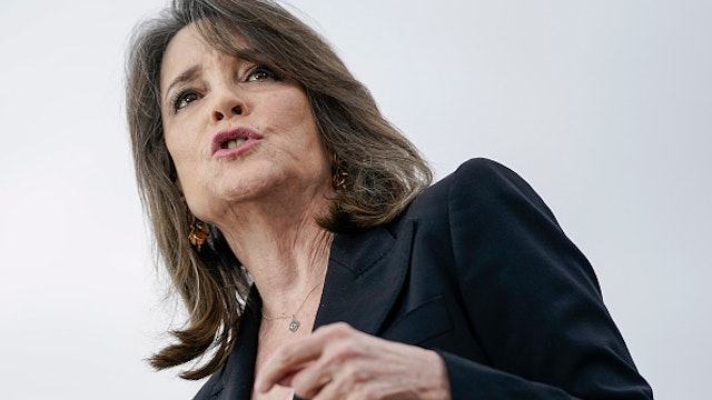 AUSTIN, TX - FEBRUARY 23: Marianne Williamson speaks as she endorses Democratic presidential candidate Sen. Bernie Sanders (I-VT) during a campaign rally at Vic Mathias Shores Park on February 23, 2020 in Austin, Texas. With early voting underway in Texas, Sanders is holding four rallies in the delegate-rich state this weekend before traveling on to South Carolina. Texas holds their primary on Super Tuesday March 3rd, along with over a dozen other states.