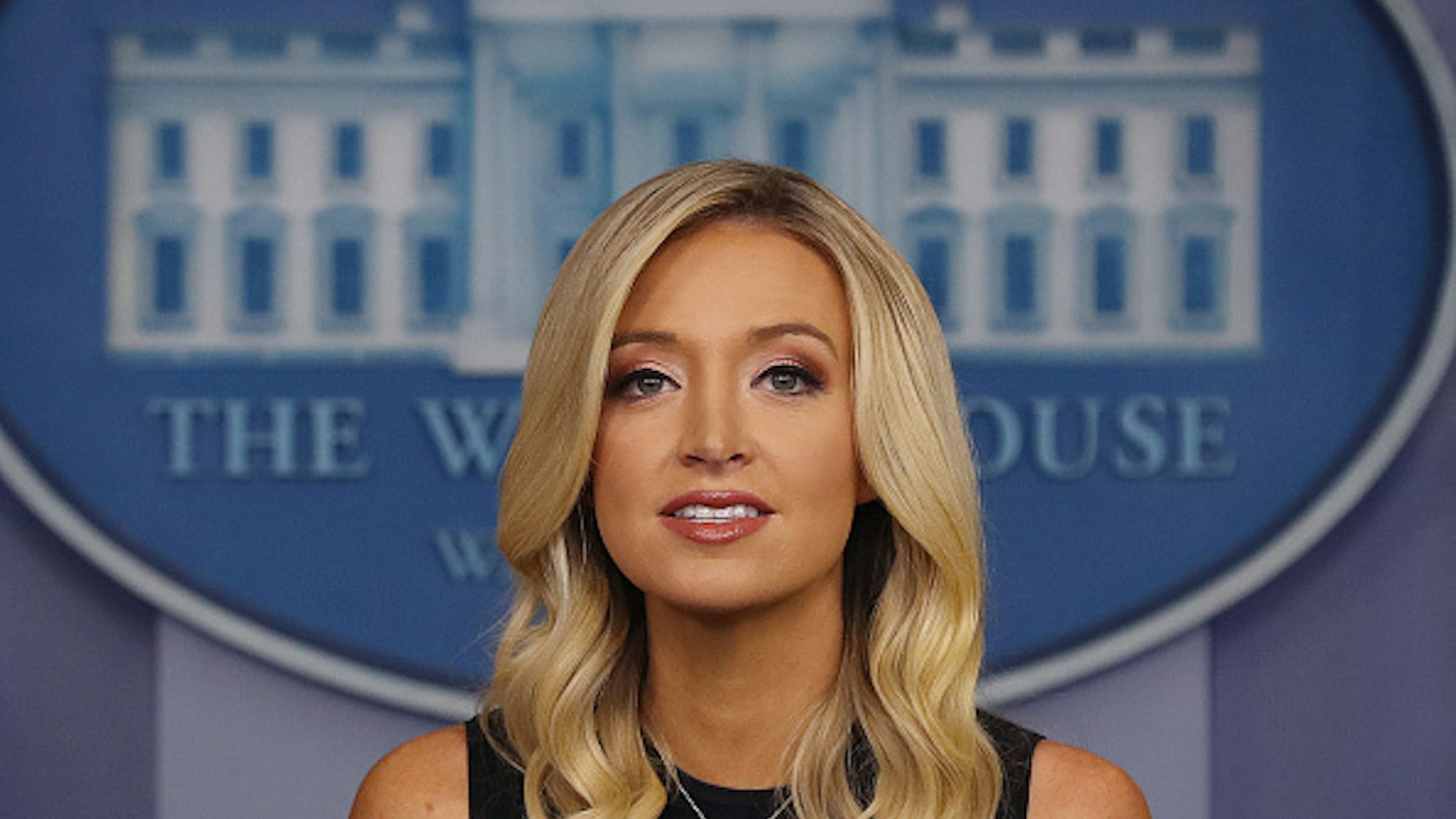 WASHINGTON, DC - JULY 21: White House Press Secretary Kayleigh McEnany speaks during a briefing in the Brady Press Briefing Room at the White House July 21, 2020 in Washington, DC. McEnany took questions from reporters on several topics including President Trump's response to the coronavirus pandemic.