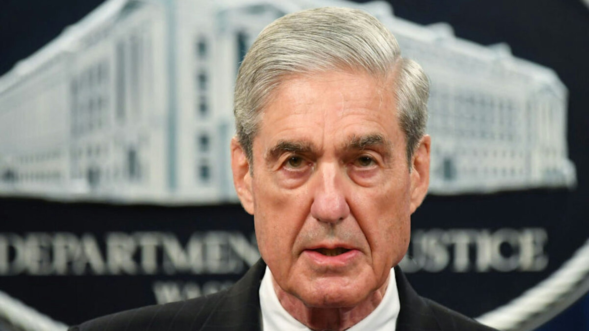 Special Counsel Robert Mueller speaks on the investigation into Russian interference in the 2016 Presidential election, at the US Justice Department in Washington, DC, on May 29, 2019. - Special Counsel Robert Mueller said Wednesday that charging Donald Trump with a crime of obstruction was not an option because of Justice Department policy not to indict a sitting president. (Photo by MANDEL NGAN / AFP)