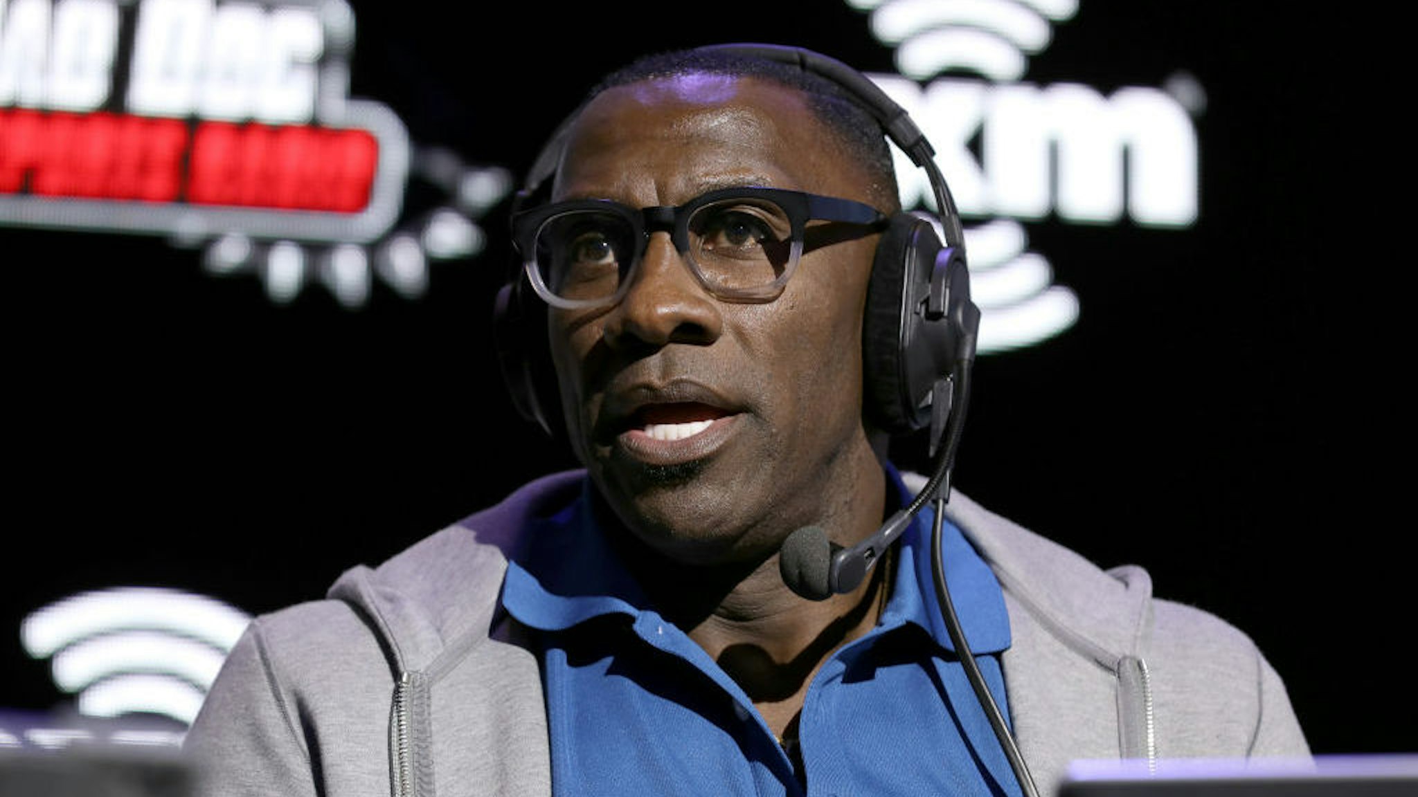 MIAMI, FLORIDA - JANUARY 29: Former NFL player Shannon Sharpe speaks onstage during day one with SiriusXM at Super Bowl LIV on January 29, 2020 in Miami, Florida. (Photo by Cindy Ord/Getty Images for SiriusXM )