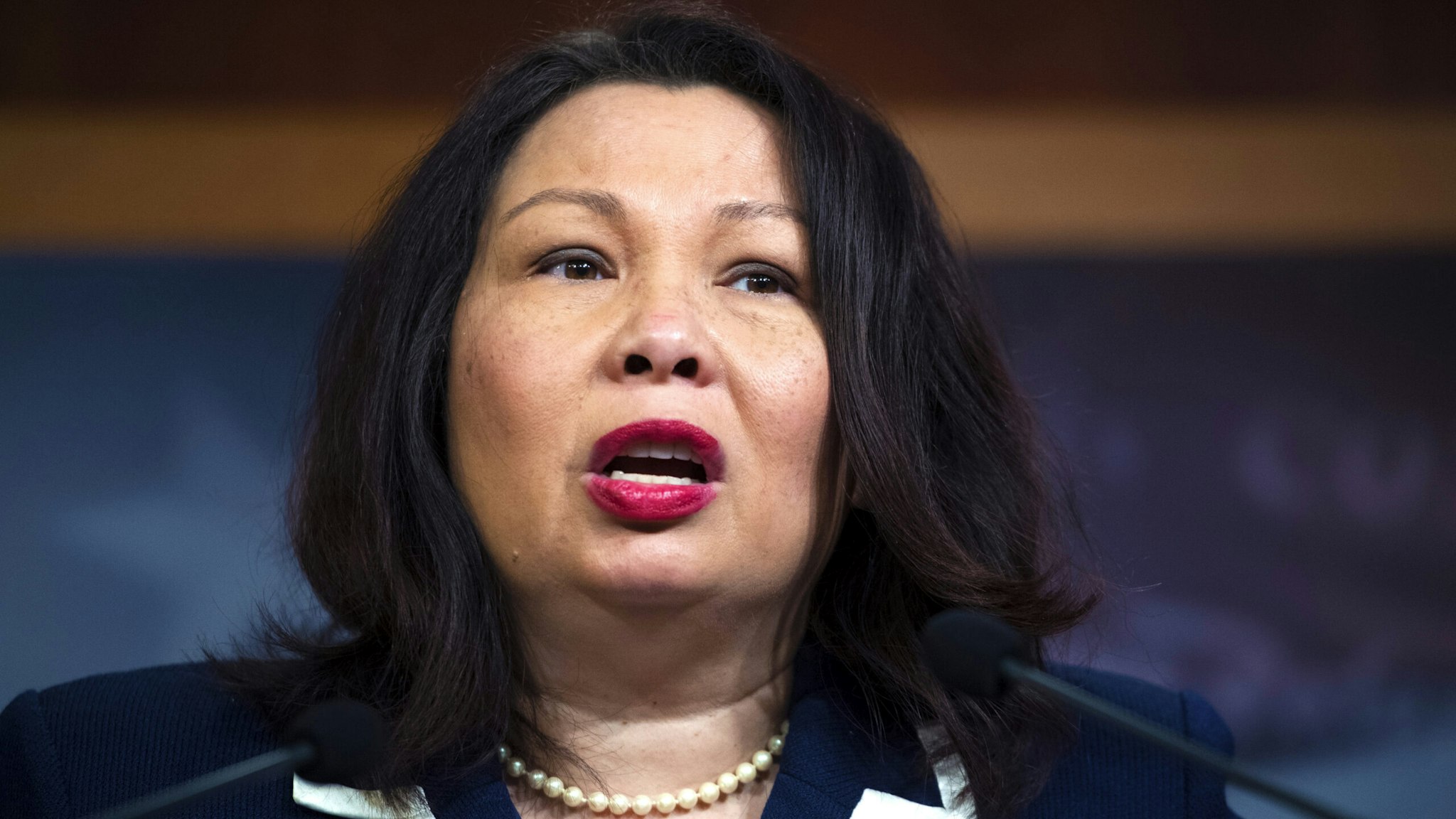 UNITED STATES - JANUARY 25: Sen. Tammy Duckworth, D-Ill., conducts a news conference in the Capitol after the Senate adjourned for the day the impeachment trial of President Donald Trump on Saturday, January 25, 2020.