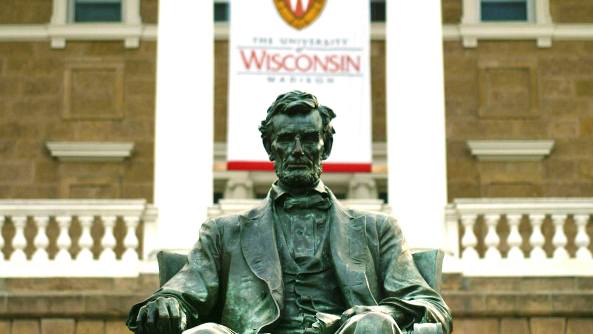 UNITED STATES - JULY 30: A statue of Abraham Lincoln sits in front of Bascom Hall, the University of Wisconsin's Administration building in Madison, Wisconsin on Friday July 30, 2004.