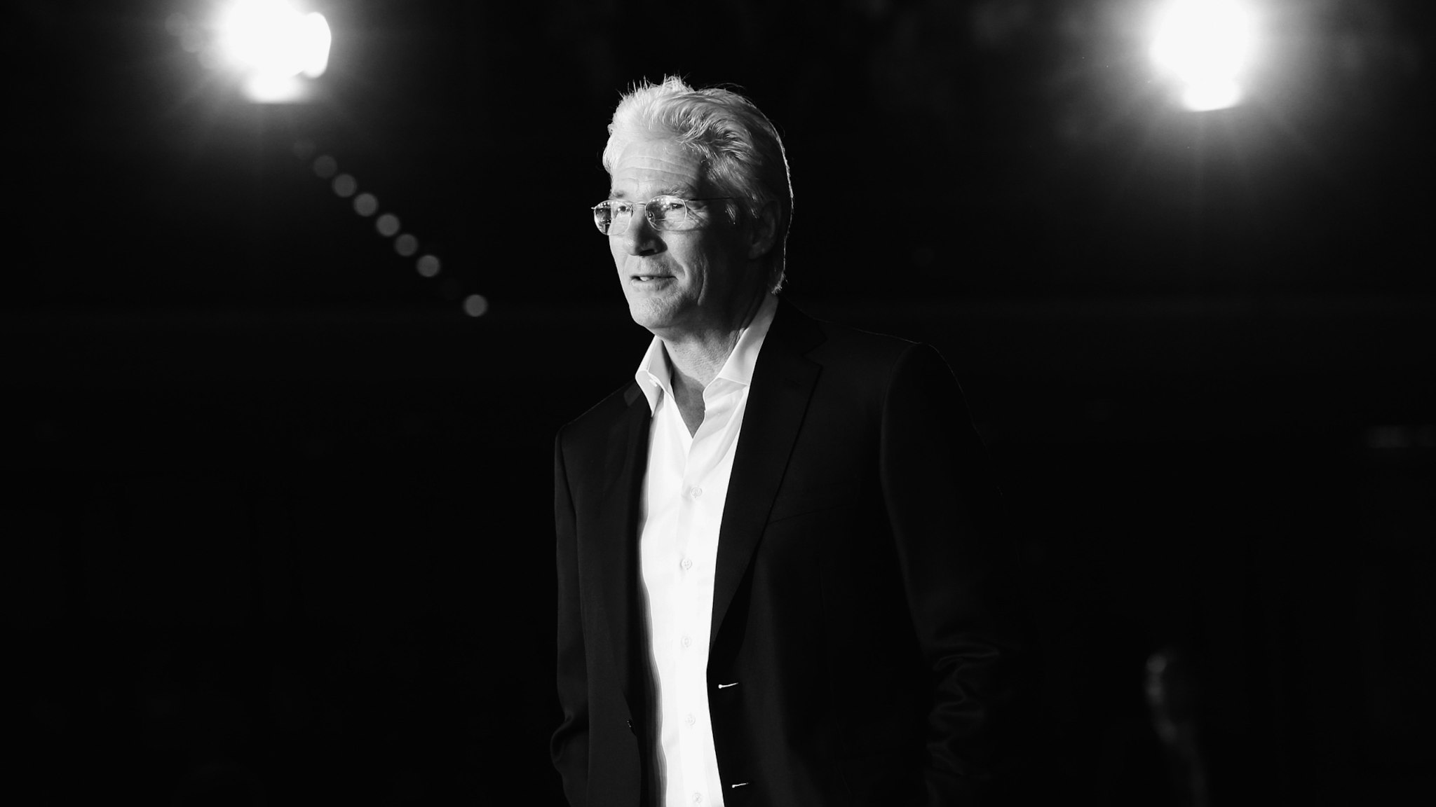 Image has been converted to black and white.) Richard Gere attends the 'Time Out of Mind' Red Carpet during the 9th Rome Film Festival on October 19, 2014 in Rome, Italy.