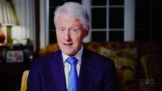 Former US President Bill Clinton addresses the virtual 2020 Democratic National Convention, livestreamed online and viewed on a laptop screen from London, England, on August 19, 2020.