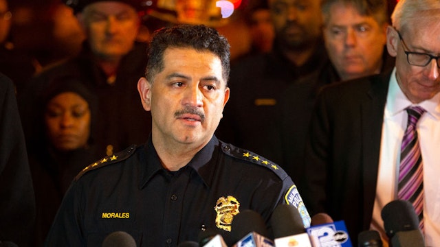 MILWAUKEE, WISCONSIN - FEBRUARY 26: Milwaukee Police Chief Alfonso Morales speaks to the media following a shooting at the Molson Coors Brewing Co. campus on February 26, 2020 in Milwaukee, Wisconsin. Six people, including the gunman, were reportedly killed when an ex-employee opened fire at the MillerCoors building on Wednesday. (Photo by Nuccio DiNuzzo/Getty Images)