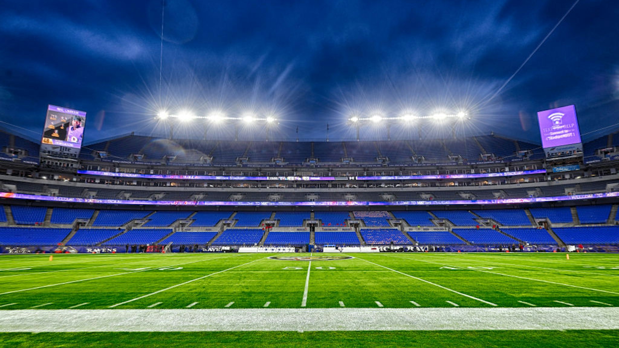 BALTIMORE, MD - JANUARY 11: A 21 frame composite high dynamic range (HDR) image taken on January 11, 2020, of M&amp;T Bank Stadium in Baltimore, MD. prior to the AFC Divisional Playoff between the Tennessee Titans and the Baltimore Ravens.
