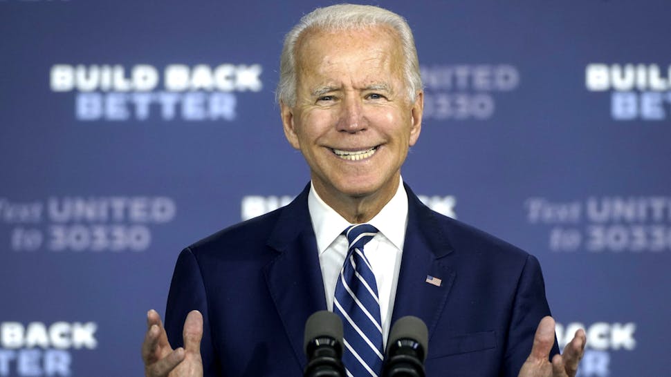 NEW CASTLE, DE - JULY 21: Democratic presidential candidate former Vice President Joe Biden speaks about economic recovery during a campaign event at Colonial Early Education Program at the Colwyck Center on July 21, 2020 in New Castle, Delaware. Biden took no questions from the press at the conclusion of the event.