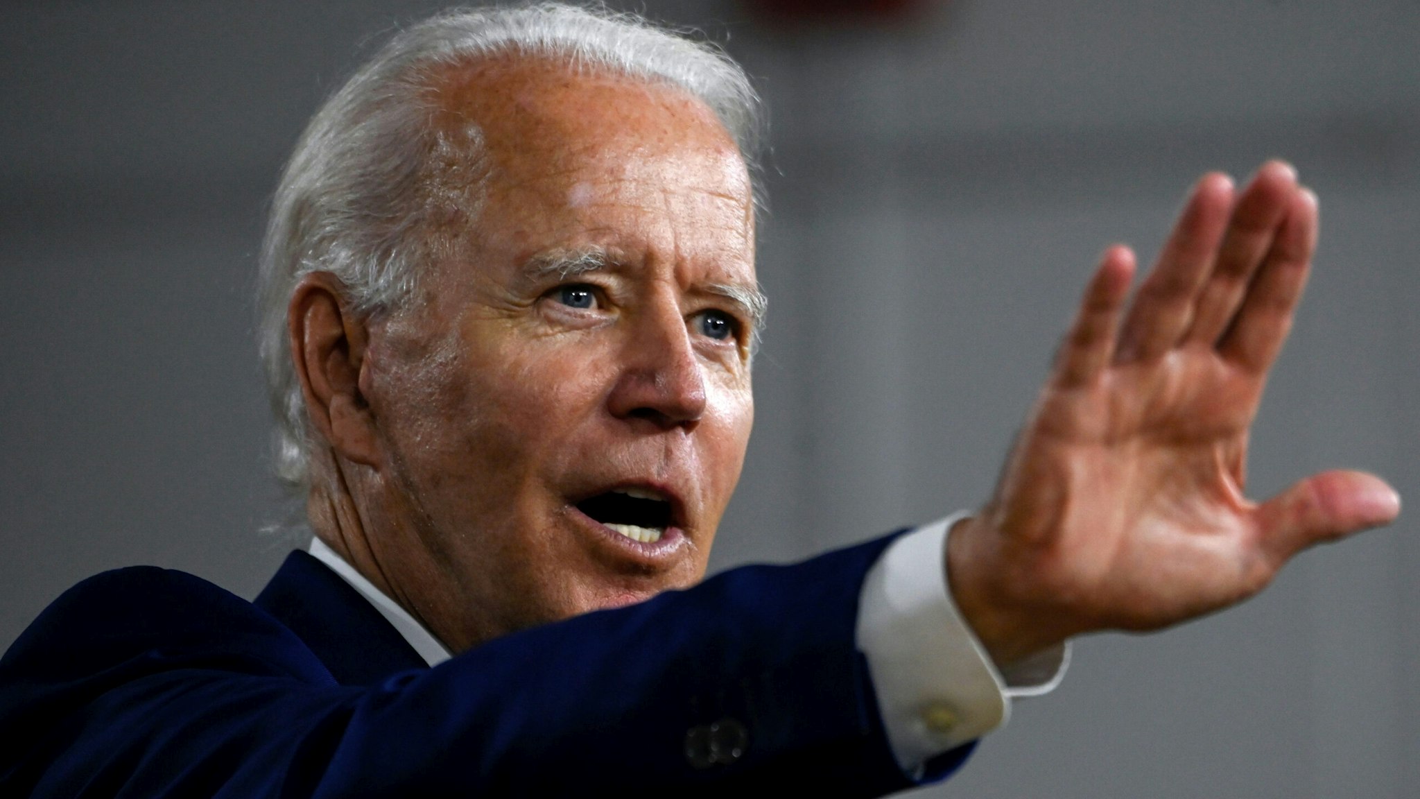 US Democratic presidential candidate and former Vice President Joe Biden speaks during a campaign event at the William "Hicks" Anderson Community Center in Wilmington, Delaware on July 28, 2020.