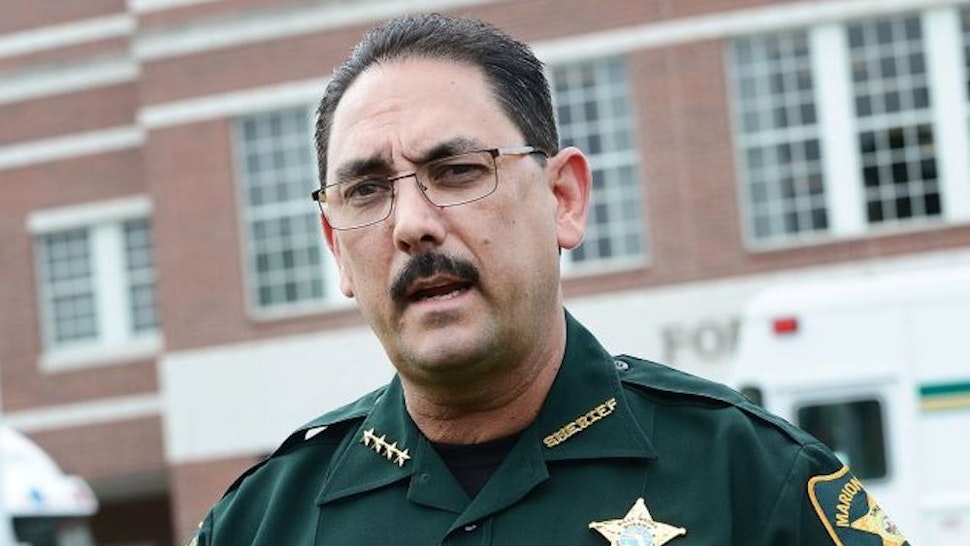 OCALA, FL - APRIL 20: Marion County Sheriff Billy Woods speaks during a press conference after a shooting at Forest High School on April 20, 2018 in Ocala, Florida. It was reported that a former student shot a 17-year-old male student in the ankle. The shooter, whose name has not yet been released, is in custody. (Photo by Gerardo Mora/Getty Images)
