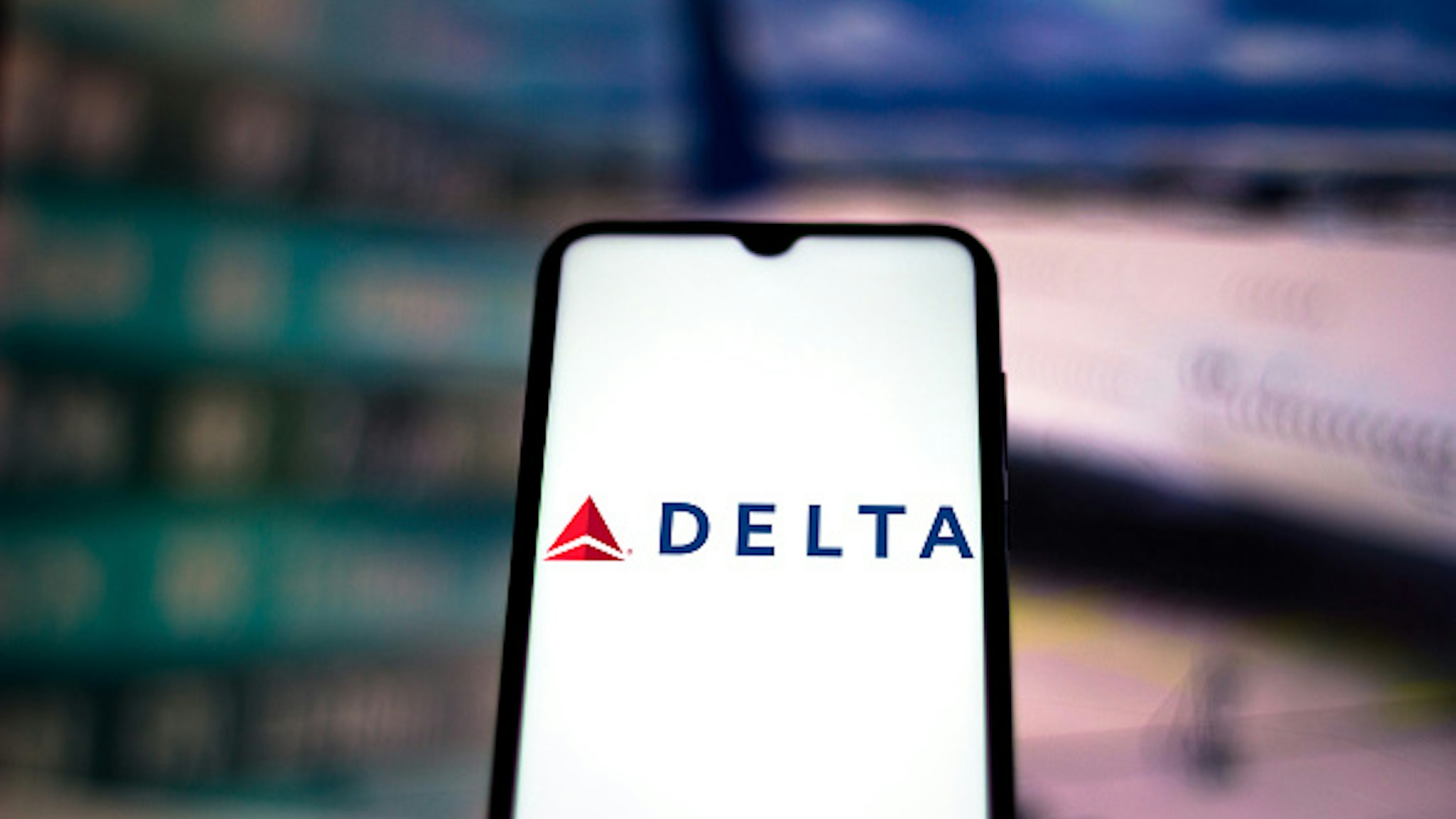 BRAZIL - 2020/06/08: In this photo illustration the Delta Airlines logo seen displayed on a smartphone.