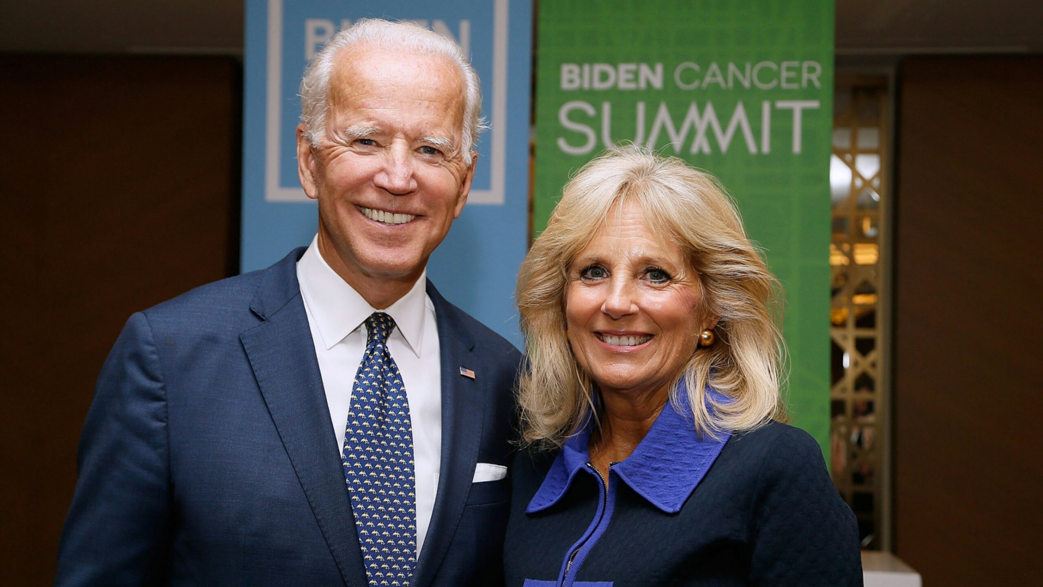 Former U.S. Vice President Joe Biden and his wife, Dr. Jill Biden, host the Biden Cancer Summit Welcome Reception at Intercontinental Hotel on September 20, 2018 in Washington, DC.