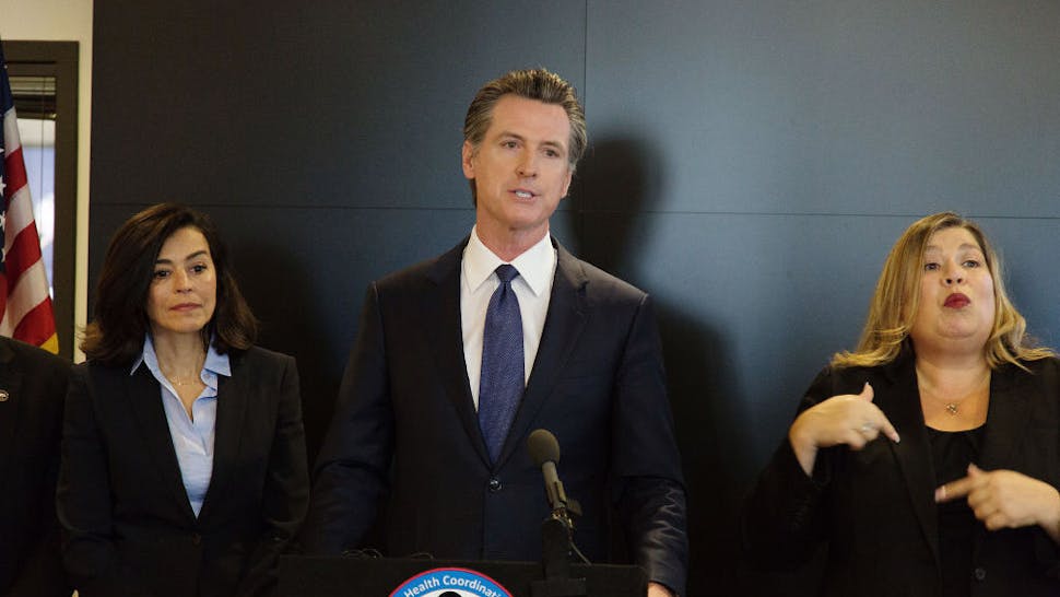 Gavin Newsom Gavin Newsom, governor of California, speaks during a news conference at the California State Capitol in Sacramento, California, U.S., on Thursday, Feb. 27, 2020. California is monitoring 8,400 people who flew into its airports from Asia and their close contacts for possible infection from the novel coronavirus, Newsom said. Photographer: Patrick Mouzawak/Bloomberg