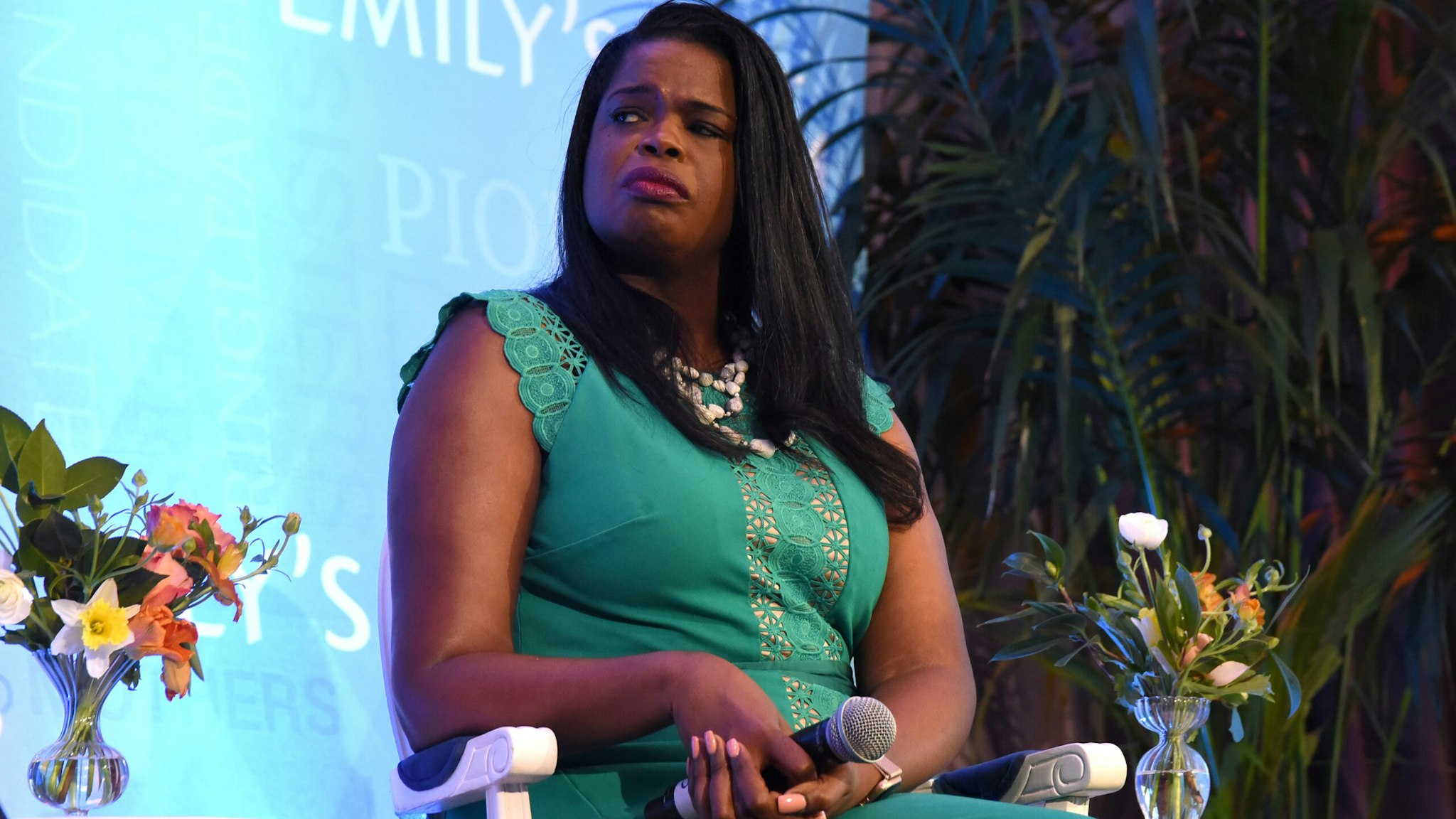 LOS ANGELES, CALIFORNIA - FEBRUARY 19: Kim Foxx speaks onstage during Raising Our Voices: Supporting More Women in Hollywood & Politics at Four Seasons Hotel Los Angeles in Beverly Hills on February 19, 2019 in Los Angeles, California. (Photo by Presley Ann/Getty Images for EMILY'S List)
