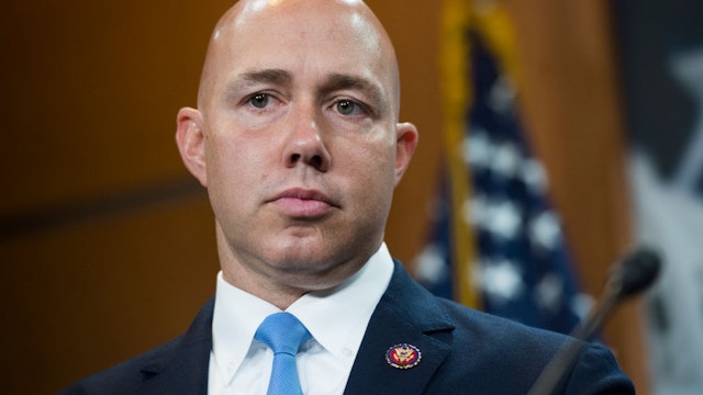 Rep. Brian Mast, R-Fla., conducts a news conference in the Capitol Visitor Center on the eviction of Congressional offices from Veterans Affairs Department facilities on Friday, September 20, 2019.