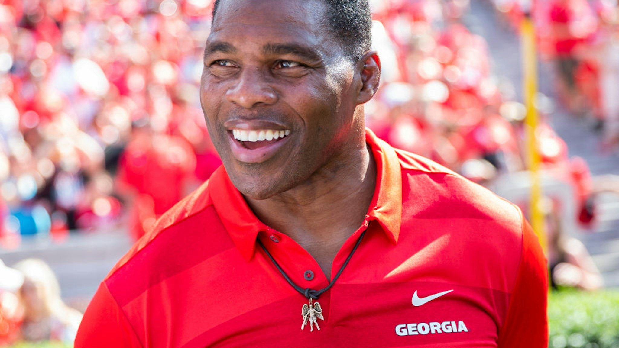 Georgia alum Herschel Walker on the sidelines during a game between Murray State Racers and University of Georgia Bulldogs at Sanford Stadium on September 7, 2019 in Athens, Georgia.