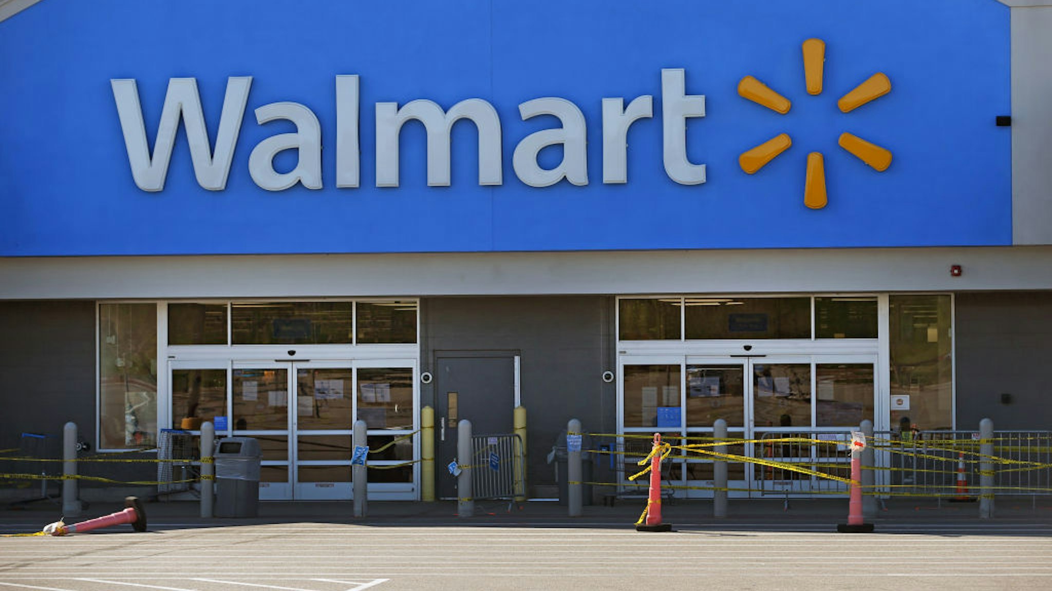 A Walmart store in Quincy, MA, pictured on May 5, 2020, has now closed after a worker died due to COVID-19.