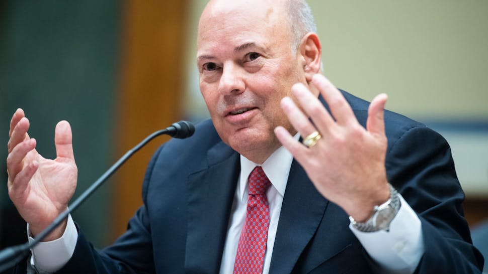 U.S. Postal Service Postmaster General Louis DeJoy testifies during a hearing before the House Oversight and Reform Committee on August 24, 2020 on Capitol Hill in Washington, DC.