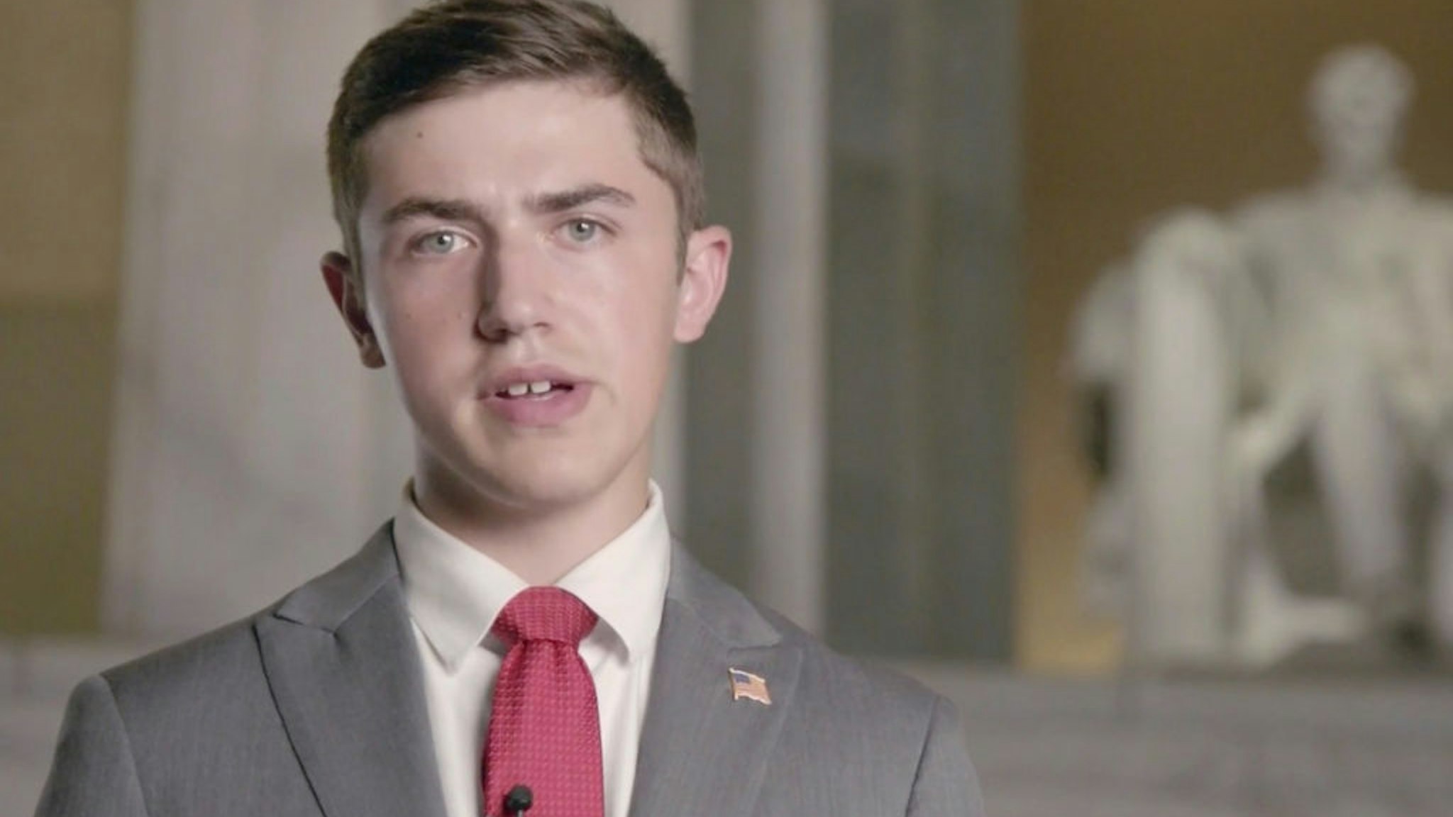 In this screenshot from the RNC’s livestream of the 2020 Republican National Convention, former Covington Catholic High School student Nicholas Sandmann addresses the virtual convention on August 25, 2020.
