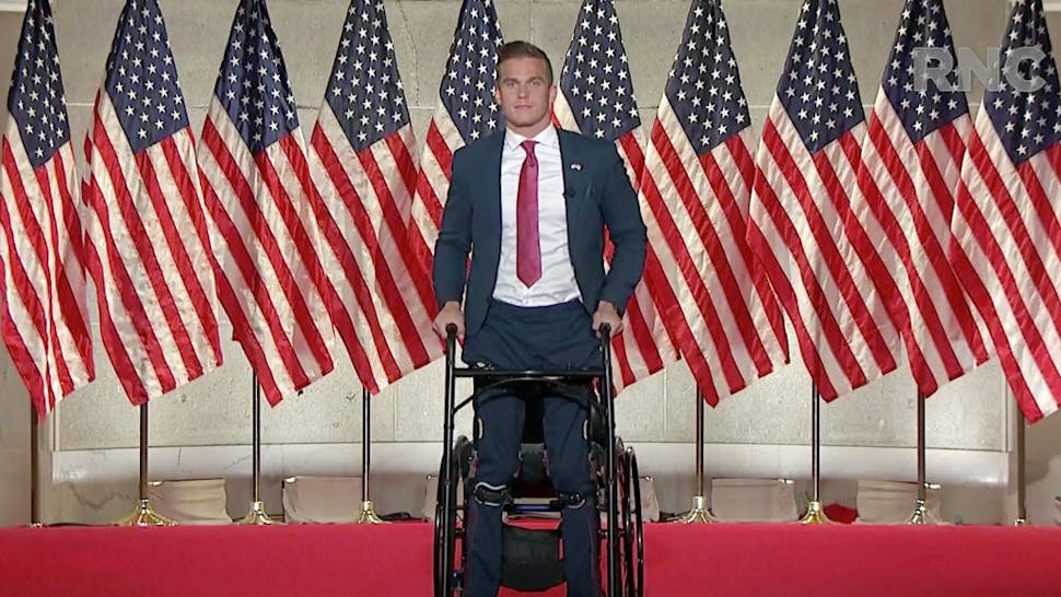 Republicans Hold Virtual 2020 National Convention North Carolina congressional nominee Madison Cawthorn addresses the virtual convention on August 26, 2020.