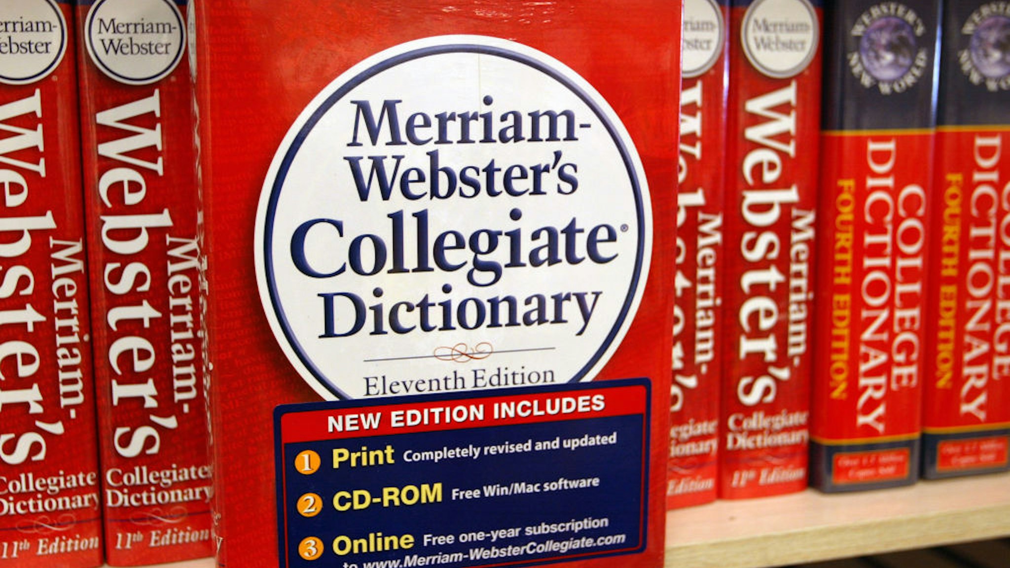 A Merriam-Webster's Collegiate Dictionary is displayed in a bookstore November 10, 2003 in Niles, Illinois.