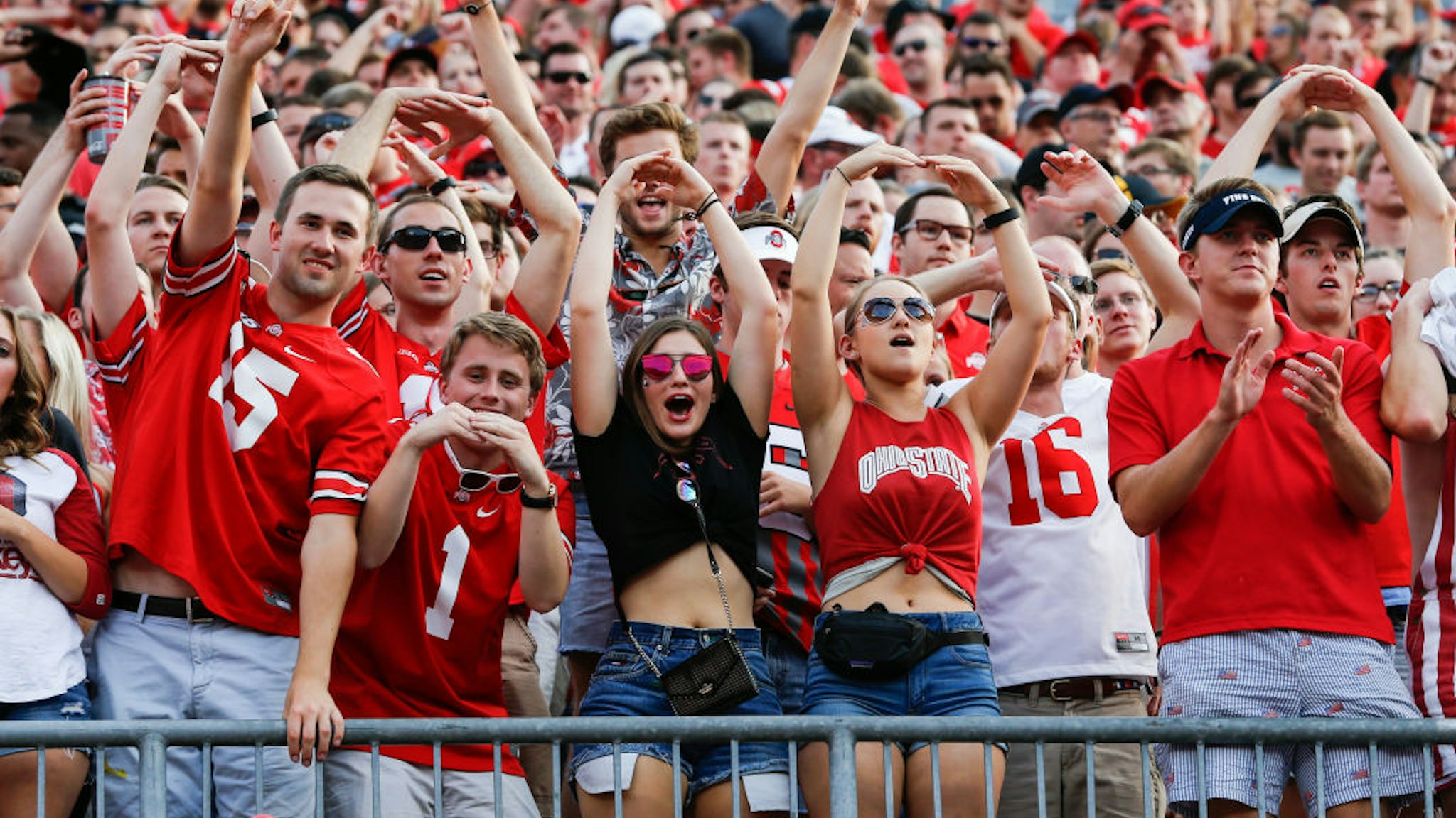 Ohio State students cheer during game action between the Army Black Knights and the Ohio State Buckeyes (8) on September 16, 2017 at Ohio Stadium in Columbus, Ohio.