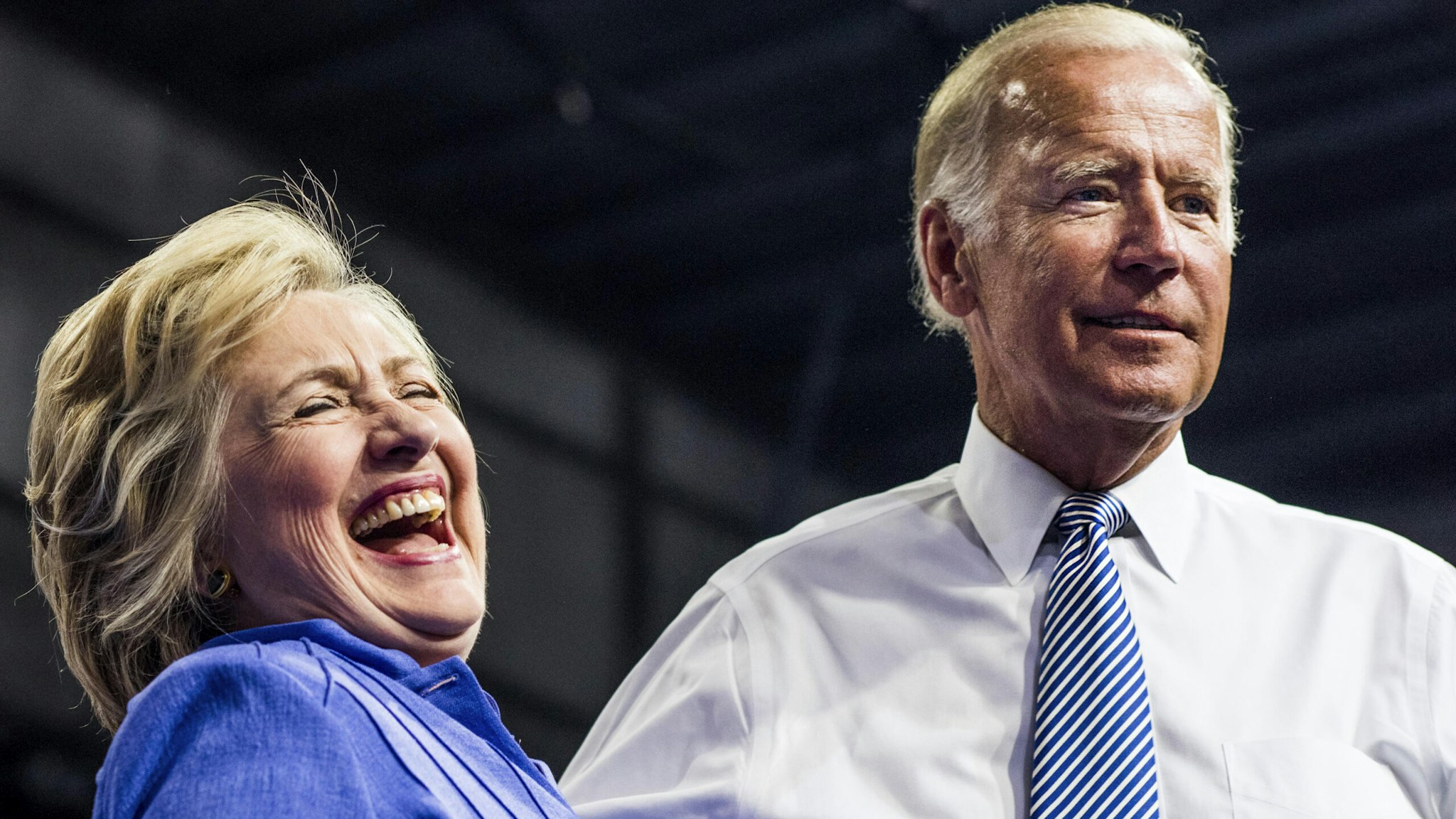Democratic Nominee for President of the United States former Secretary of State Hillary Clinton rallies with longtime friend and colleague Vice President Joe Biden with Pennsylvania voters in Scranton, Pennsylvania on Monday August 15, 2016.