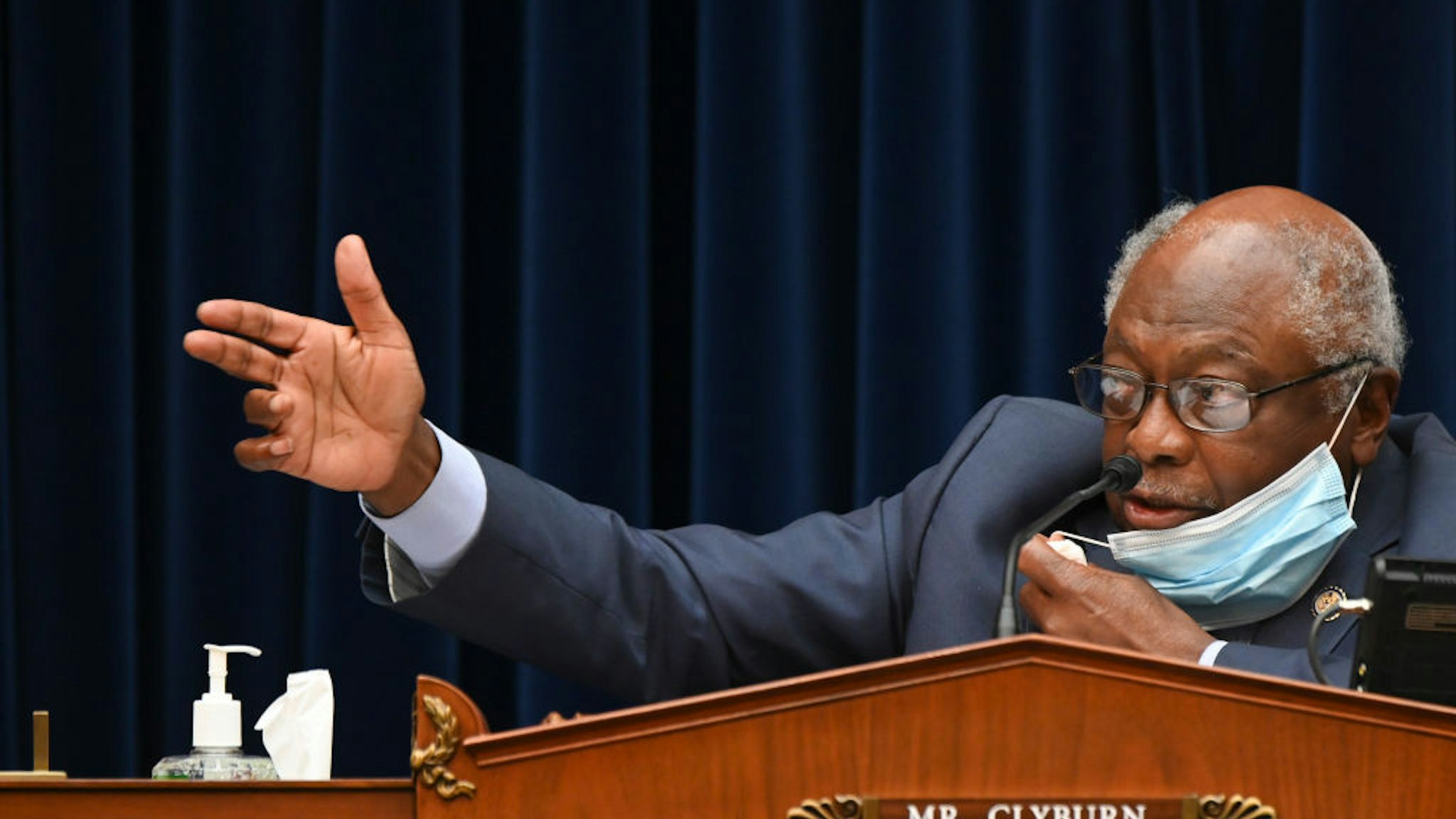 WASHINGTON, DC - JULY 31: Chairman of the House Select Subcommittee on the Coronavirus Crisis House Majority Whip James Clyburn (D-SC) speaks during a hearing on July 31, 2020 in Washington, DC. Trump administration officials are set to defend the federal government's response to the coronavirus crisis at the hearing hosted by a House panel calling for a national plan to contain the virus. (Photo by Erin Scott-Pool/Getty Images)