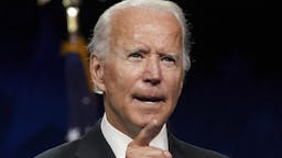 Joe Biden Former Vice President Joe Biden, Democratic presidential nominee, speaks during the Democratic National Convention at the Chase Center in Wilmington, Delaware, U.S., on Thursday, Aug. 20, 2020. Biden accepted the Democratic nomination to challenge President Donald Trump, urging Americans in a prime-time address to vote for new national leadership that will overcome deep U.S. political divisions. Photographer: Stefani Reynolds/Bloomberg via Getty Images
