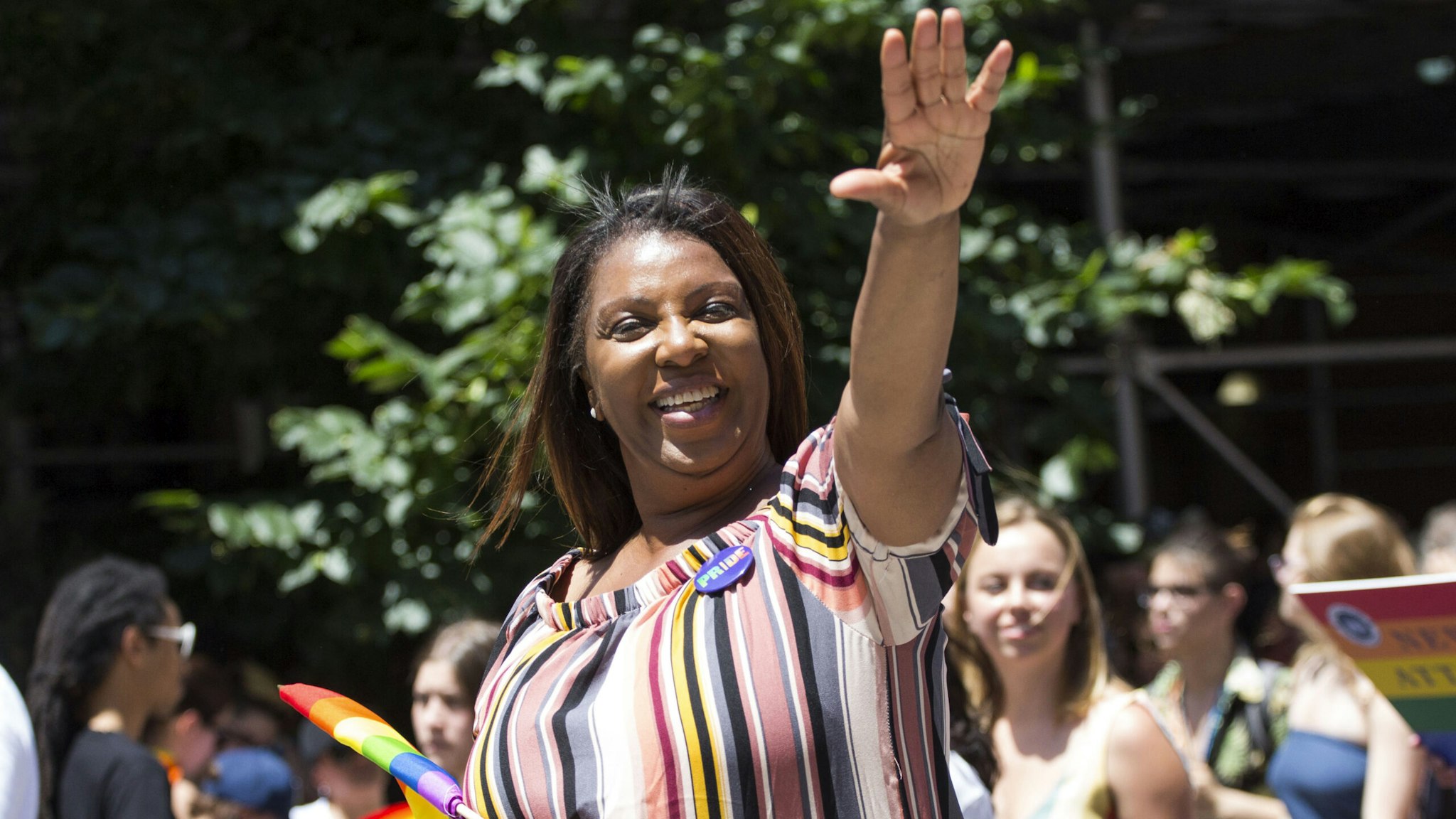 New York State Attorney General Letitia James marches at the annual Pride Parade on Sunday, June 29, 2019 in New York, NY. This years annual Pride Parade celebrates the 50th Anniversary of the Stonewall Uprising and a half-century of LGBTQ+ liberation.