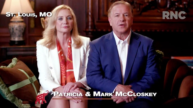 CHARLOTTE, NC - AUGUST 24: (EDITORIAL USE ONLY) In this screenshot from the RNC’s livestream of the 2020 Republican National Convention, Patricia and Mark McCloskey, a couple from St. Louis who pointed guns at Black Lives Matter protesters, addresses the virtual convention in a pre-recorded video broadcasted on August 24, 2020. The convention is being held virtually due to the coronavirus pandemic but will include speeches from various locations including Charlotte, North Carolina and Washington, DC.