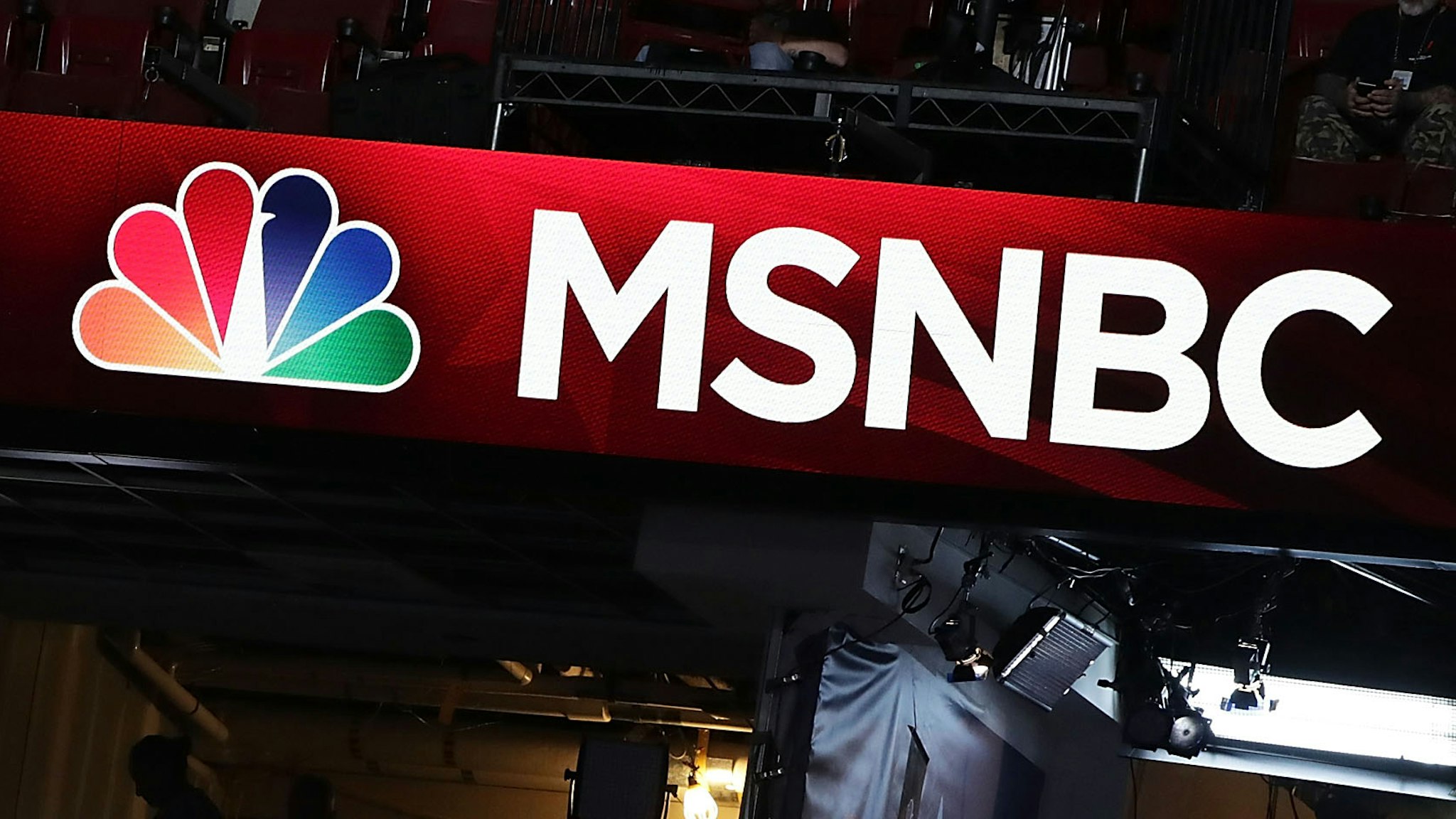 PHILADELPHIA, PA - JULY 24: A booth of NBC News and MSNBC is seen at the Wells Fargo Center on July 24, 2016 in Philadelphia, Pennsylvania. The Democratic National Convention opens July 25.