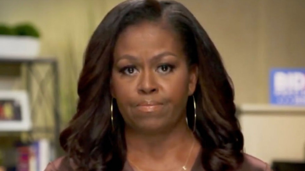 In this screenshot from the DNCC‚Äôs livestream of the 2020 Democratic National Convention, Former First Lady Michelle Obama addresses the virtual convention on August 17, 2020. The convention, which was once expected to draw 50,000 people to Milwaukee, Wisconsin, is now taking place virtually due to the coronavirus pandemic. (Photo by Handout/DNCC via Getty Images)