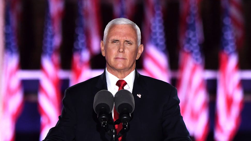 US Vice President Mike Pence speaks during the third night of the Republican National Convention at Fort McHenry National Monument in Baltimore, Maryland, August 26, 2020.