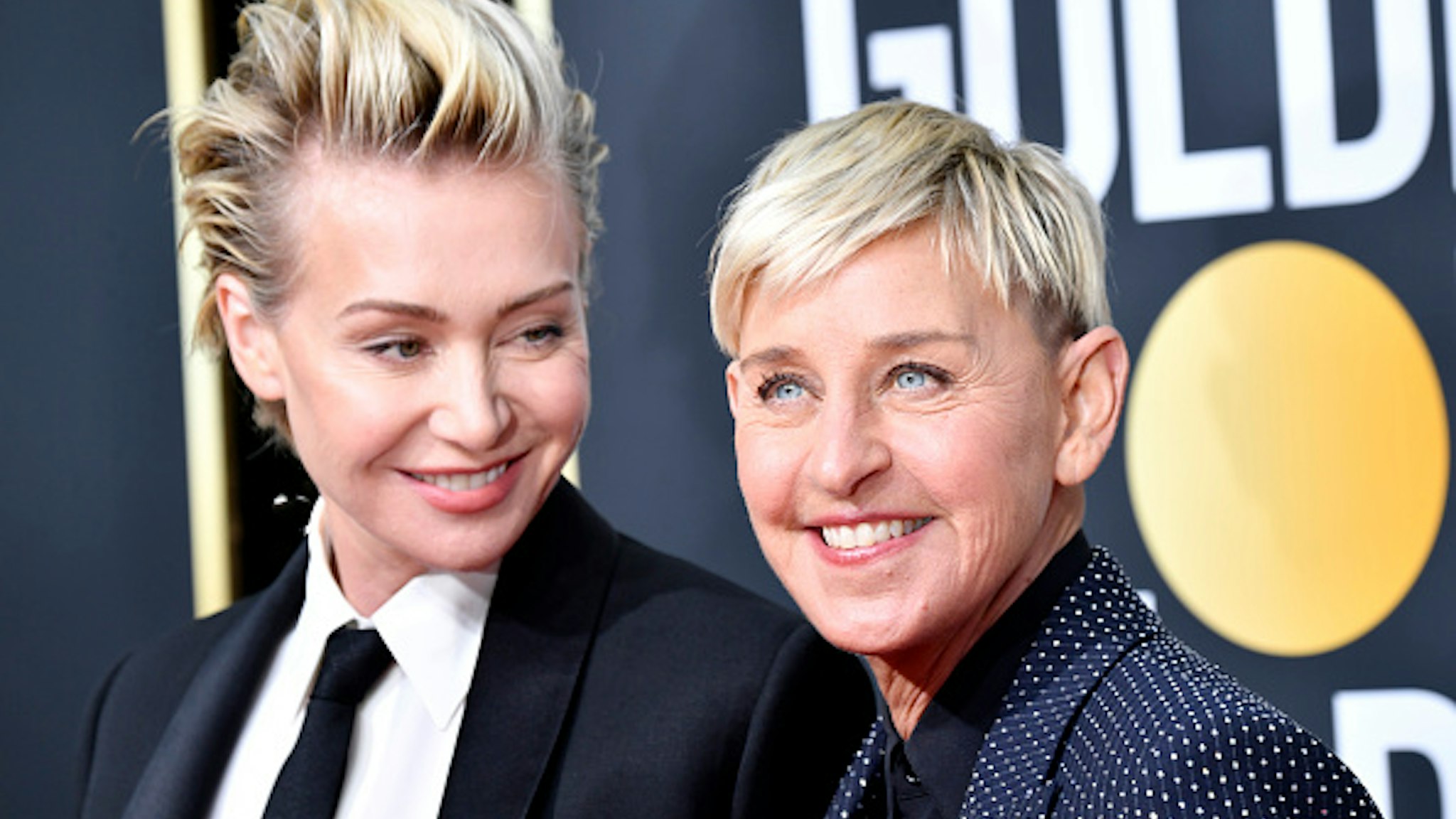 BEVERLY HILLS, CALIFORNIA - JANUARY 05: (L-R) Portia de Rossi and Ellen DeGeneres attends the 77th Annual Golden Globe Awards at The Beverly Hilton Hotel on January 05, 2020 in Beverly Hills, California.