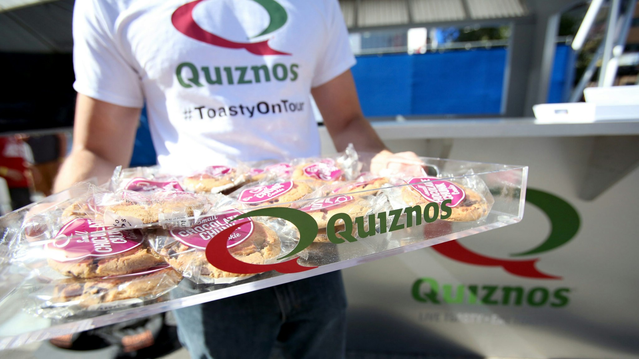 LOS ANGELES, CA - AUGUST 13: Quiznos cookies sampled to Pandora listeners during Pandora Summer Crush at LA Live on August 13, 2016 in Los Angeles, California.